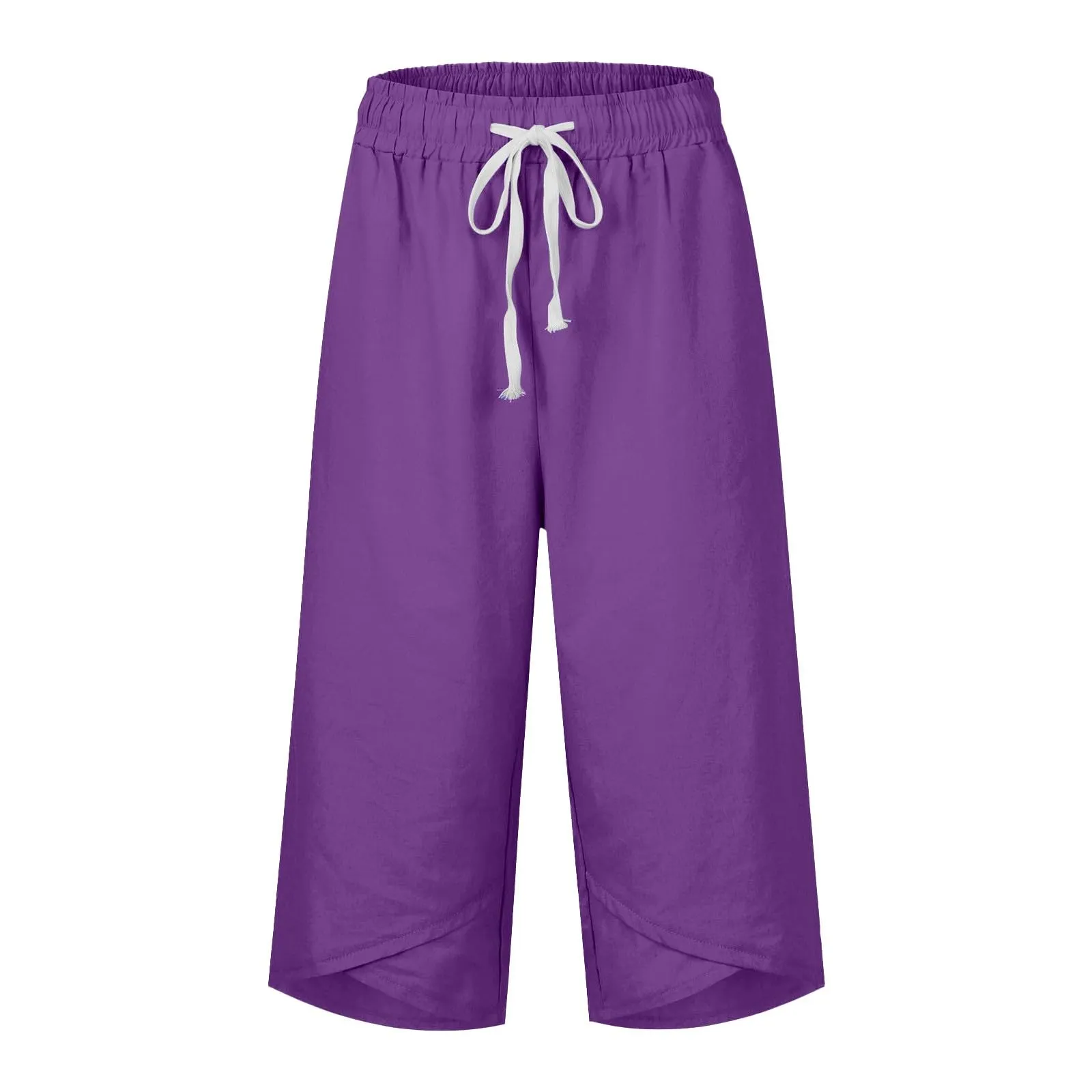 HEONSATI Pantaloni Cropped Donna in Cotone e Lino Sportivi Casual Pinocchietti 3/4 Estivi Leggeri a Gamba Larga Taglie Forti - immagine 3