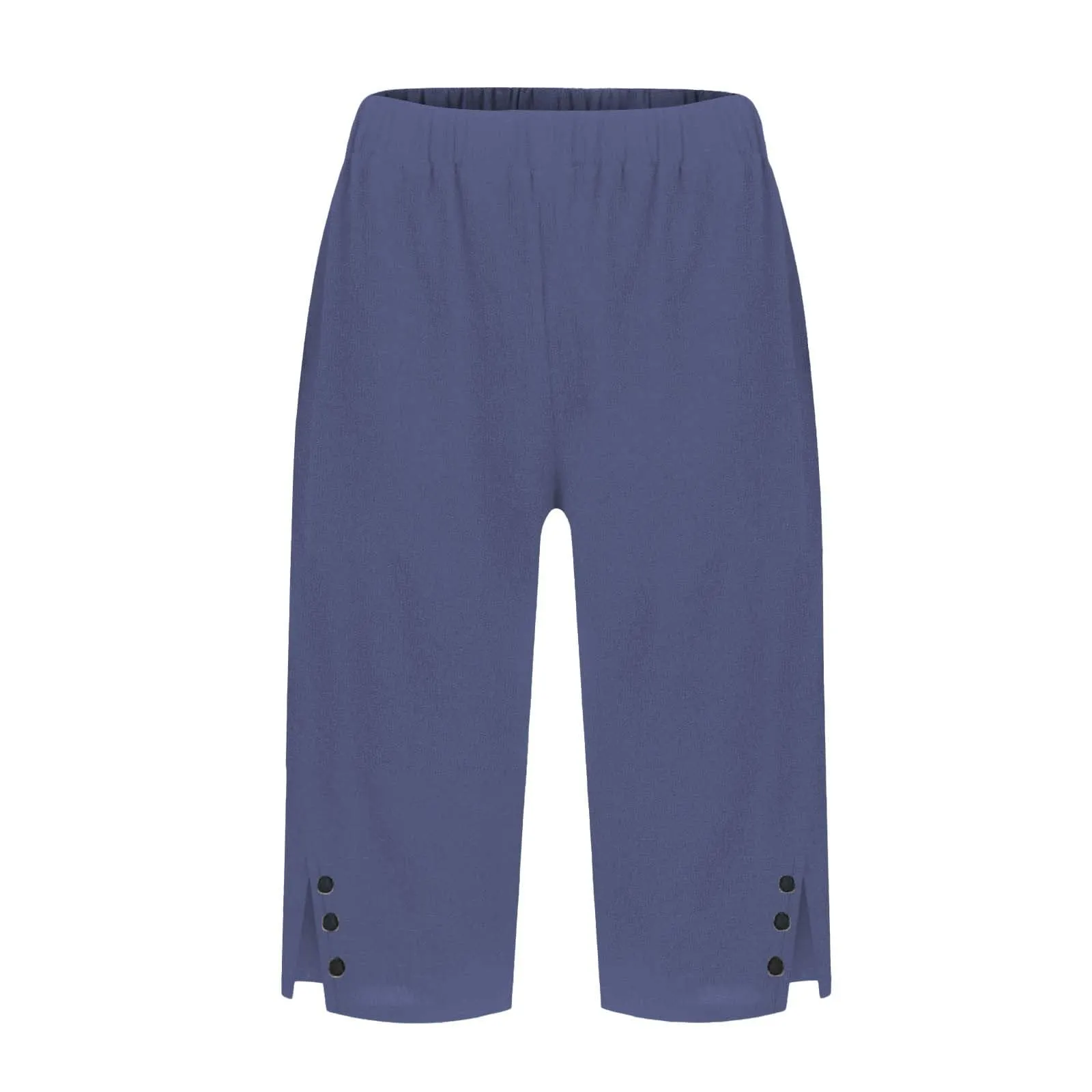 HEONSATI Pantaloni Donna 7/8 in Cotone e Lino Capri Cropped Gamba Dritta con Coulisse Regolabile - immagine 3