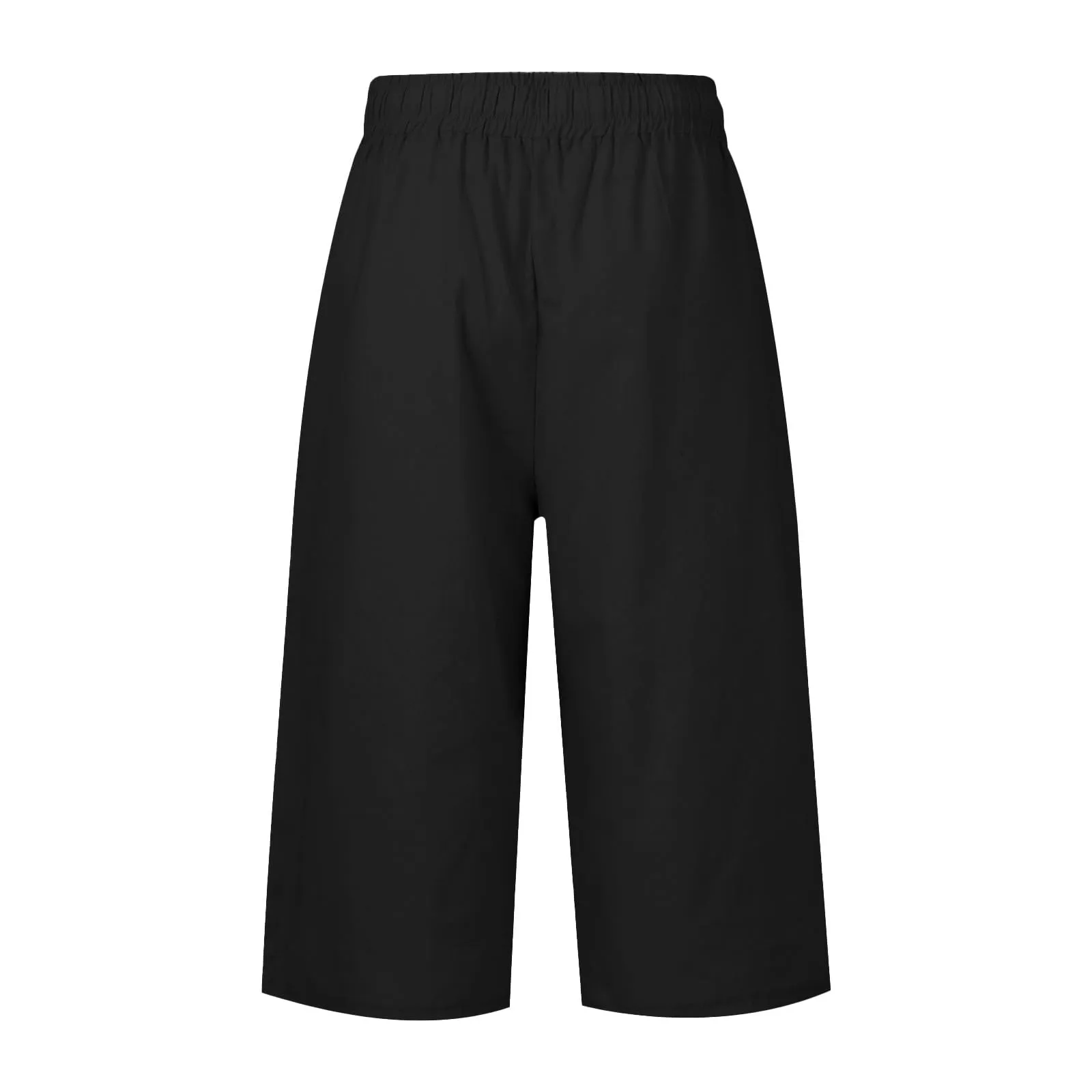 HEONSATI Pantalone Cropped Donna in Cotone e Lino Casual Pinocchietti 3/4 Estivi Larghi Elasticizzati Curvy Gamba Larga - immagine 4