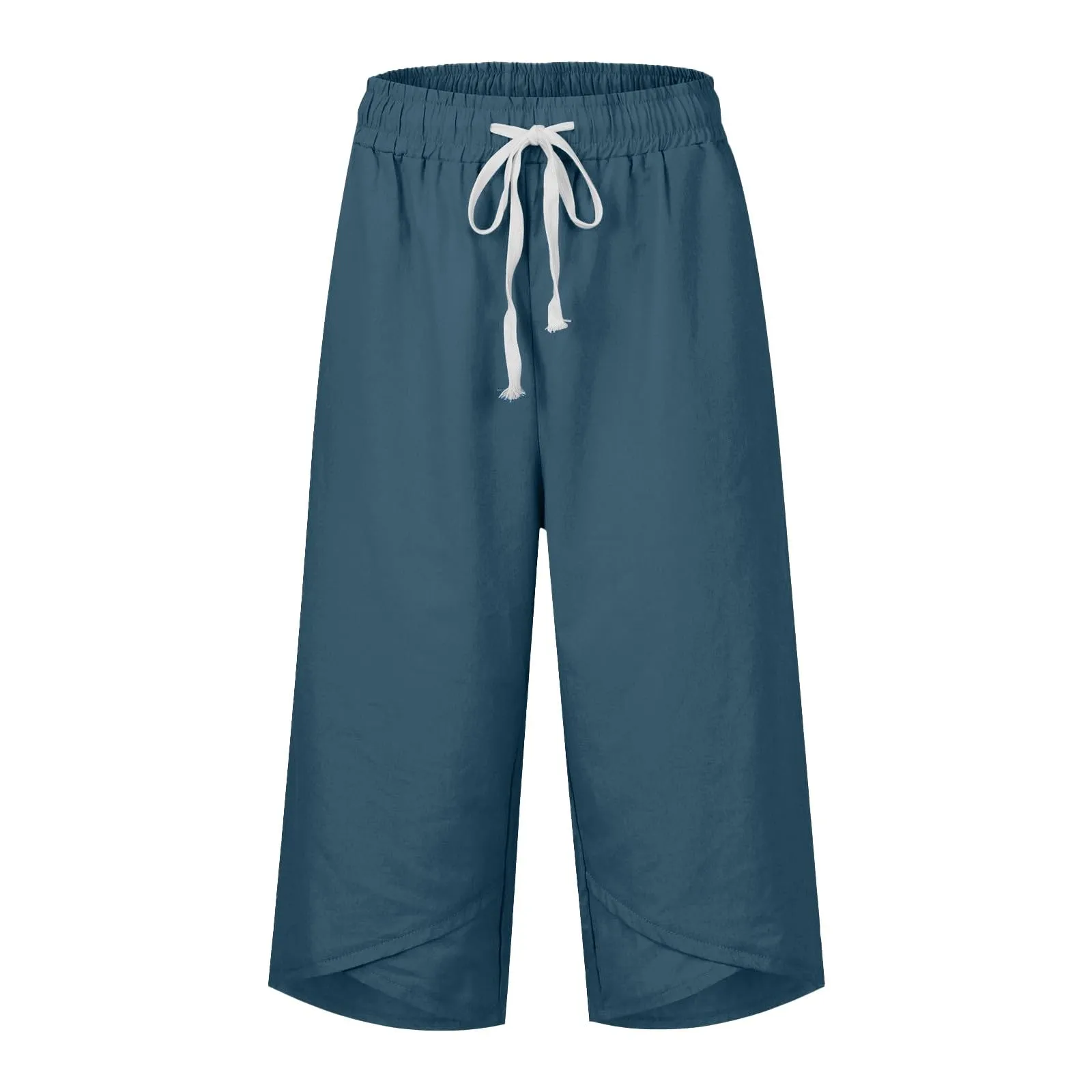 HEONSATI Pantaloni Cropped Donna in Cotone e Lino Sportivi Casual Pinocchietti 3/4 Estivi a Gamba Larga Taglie Forti - immagine 3