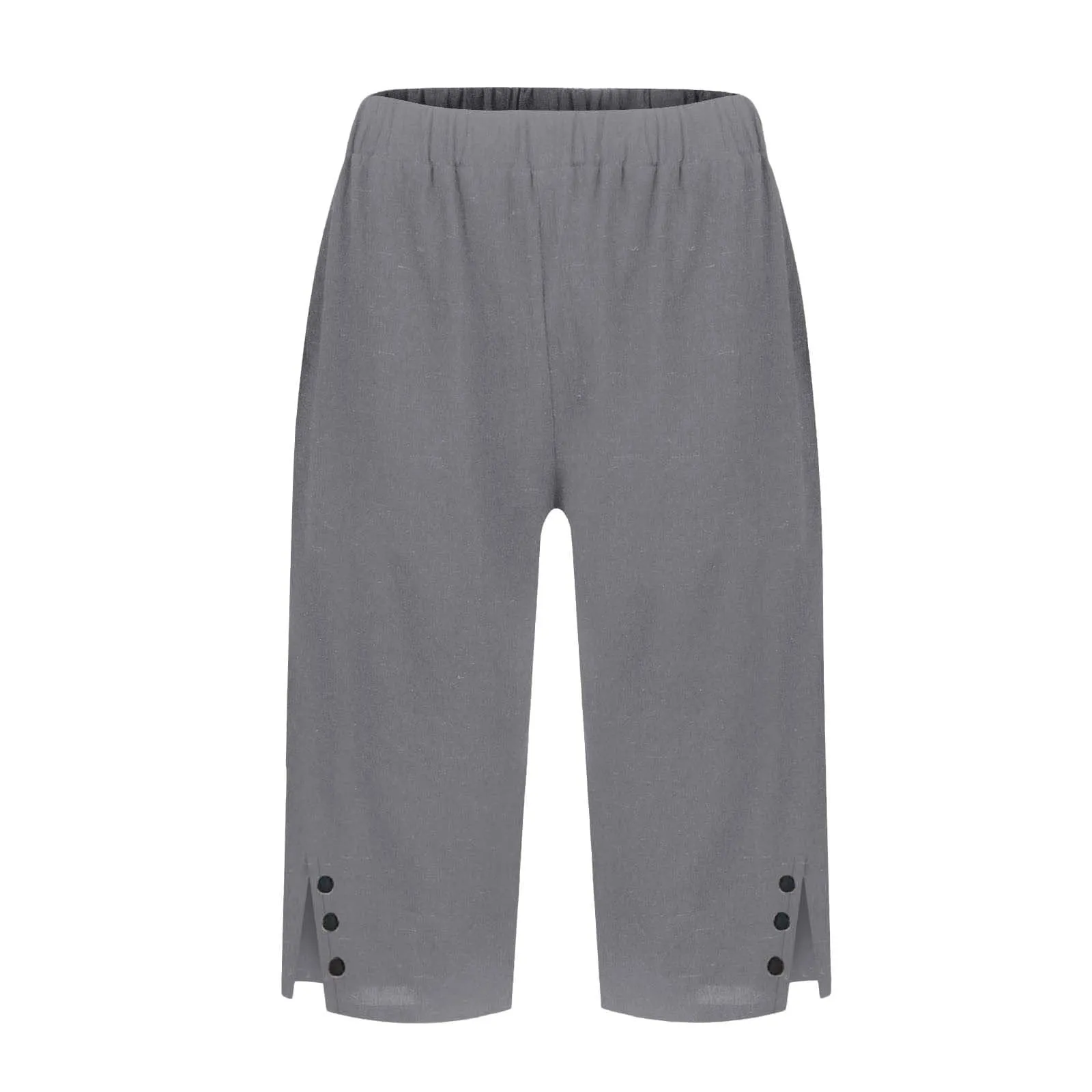 HEONSATI Pantaloni 7/8 Donna in Cotone e Lino Capri Cropped Gamba Dritta con Coulisse Regolabile - immagine 3