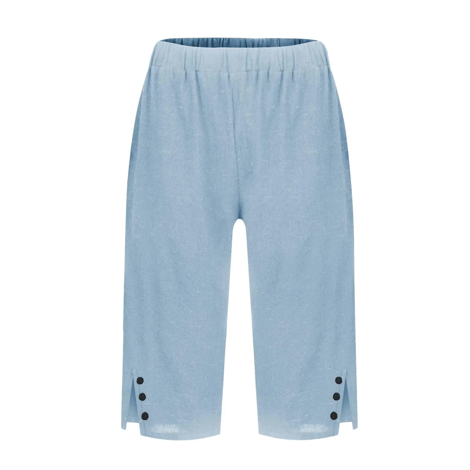 HEONSATI Pantaloni 7/8 Donna Eleganti Casual in Cotone e Lino, Capri Cropped Gamba Dritta con Coulisse Regolabile - immagine 3
