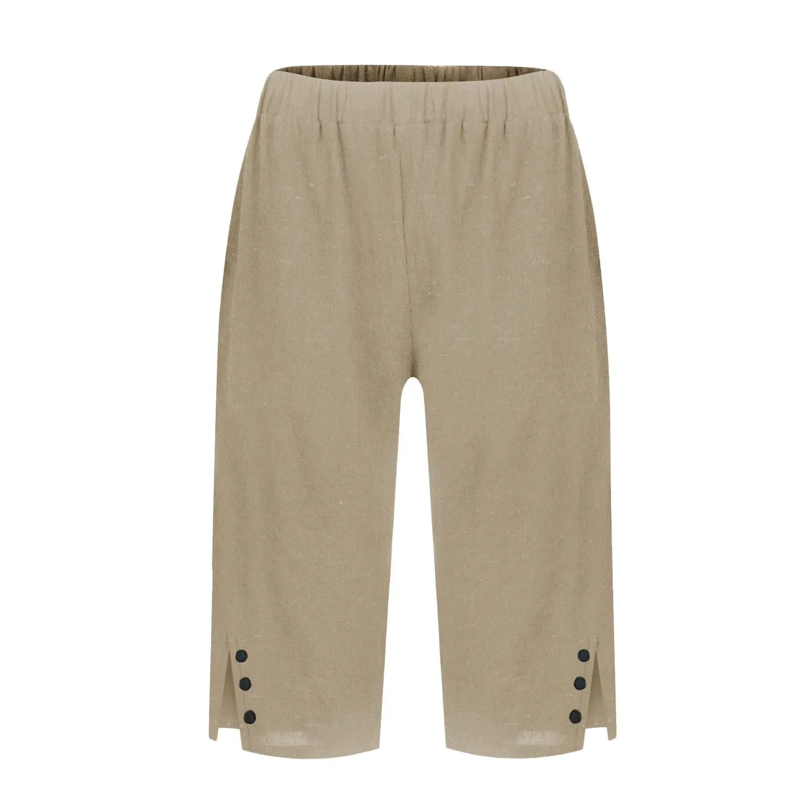 HEONSATI Pantaloni 7/8 Donna Eleganti Casual in Cotone e Lino, Pinocchietti Cropped Gamba Dritta con Coulisse Regolabile - immagine 3