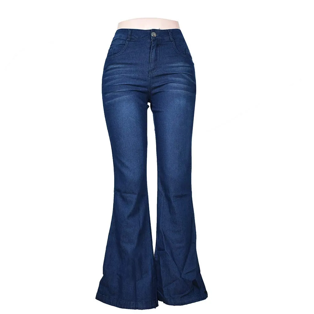 Generico Jeans Flared Donna Pantaloni Bootcut Vita Alta Elasticizzati in Denim - immagine 4