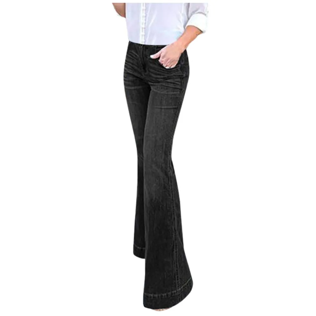 Generico Jeans a Flared Donna, Pantaloni Bootcut Vita Alta Elasticizzati con Tasche - immagine 1