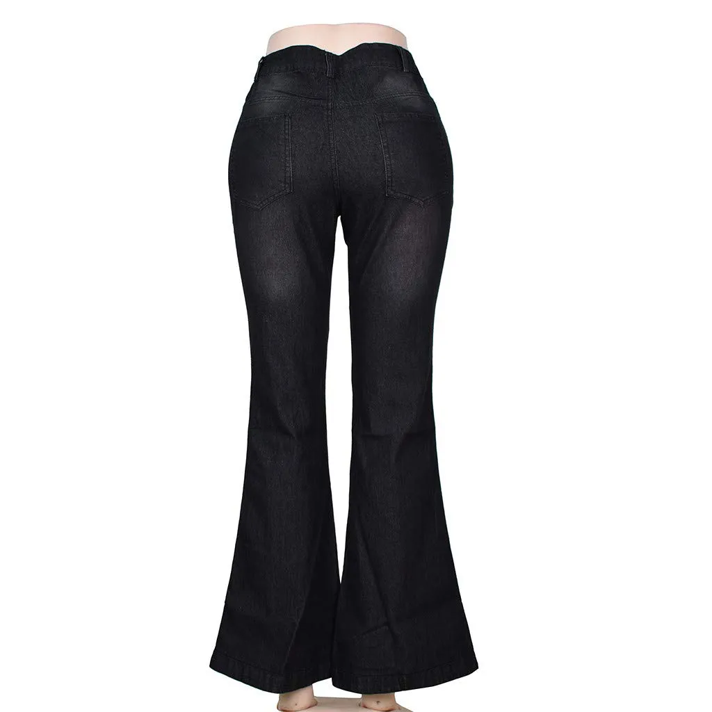 Generico Jeans a Flared Donna, Pantaloni Bootcut Vita Alta Elasticizzati con Tasche - immagine 4