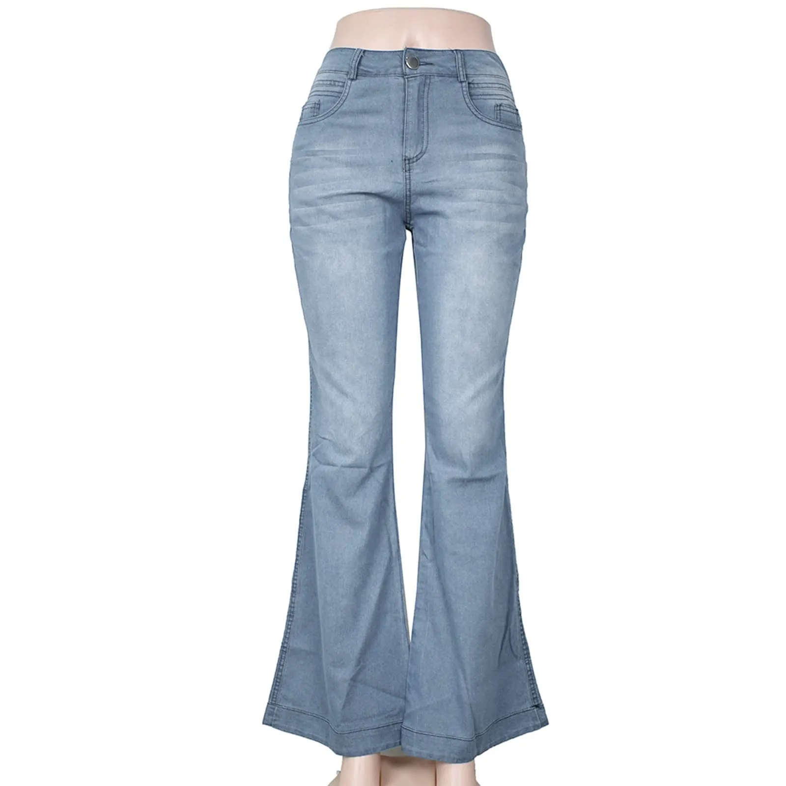 Generico Jeans Donna Flared Denim Svasati Bootcut Elasticizzati Vita Alta - immagine 4