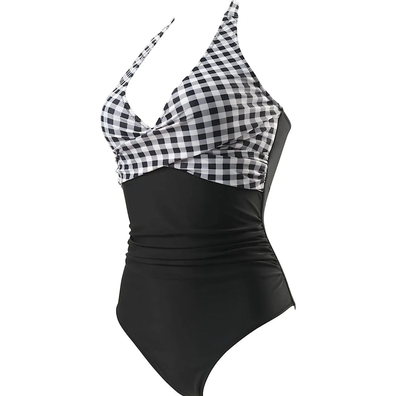 Generico Costume Intero Donna Push Up Modellante con Scollo a V e Spalline Regolabili, Stampe Retrò - immagine 4