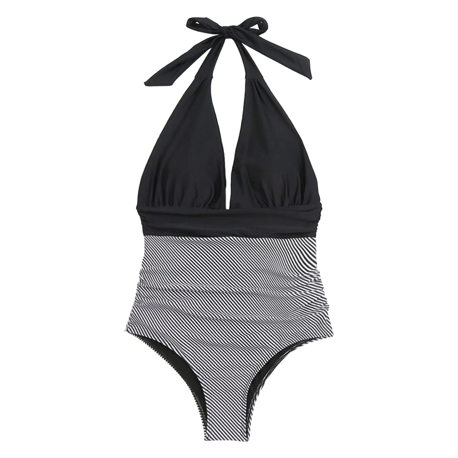 Generico Costume Intero Donna Push Up Modellante con Scollo a V e Stampe Retrò - immagine 5
