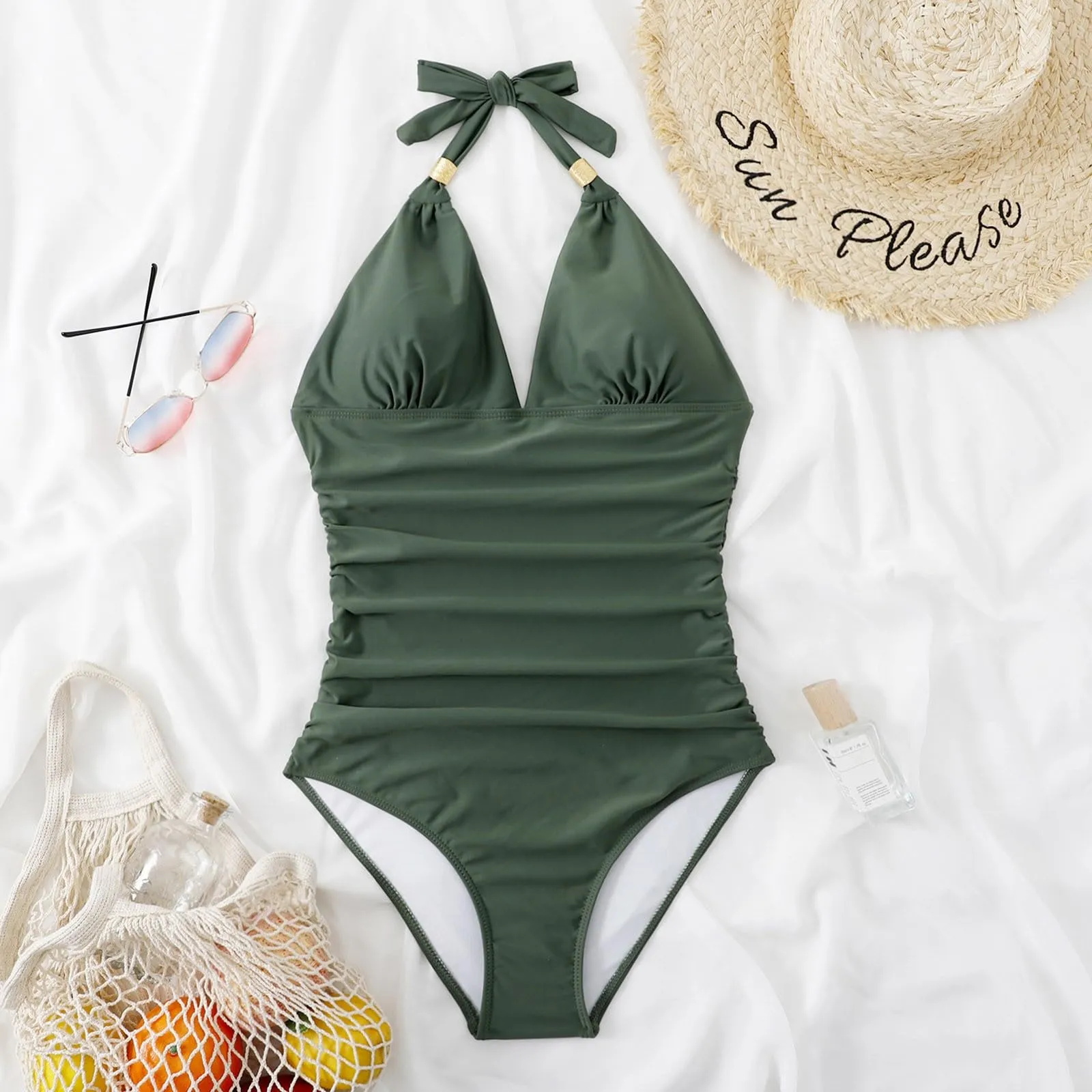 Generico Costume Intero Donna Push Up Modellante con Scollo a V e Spalline Regolabili - immagine 4