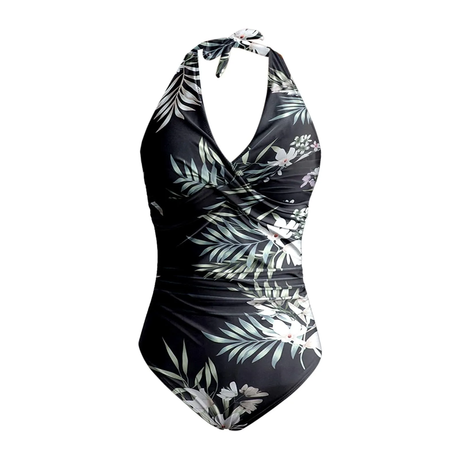 Costume Intero Donna Modellante Push Up Scollo a V Stampe Retrò Floreale - immagine 5