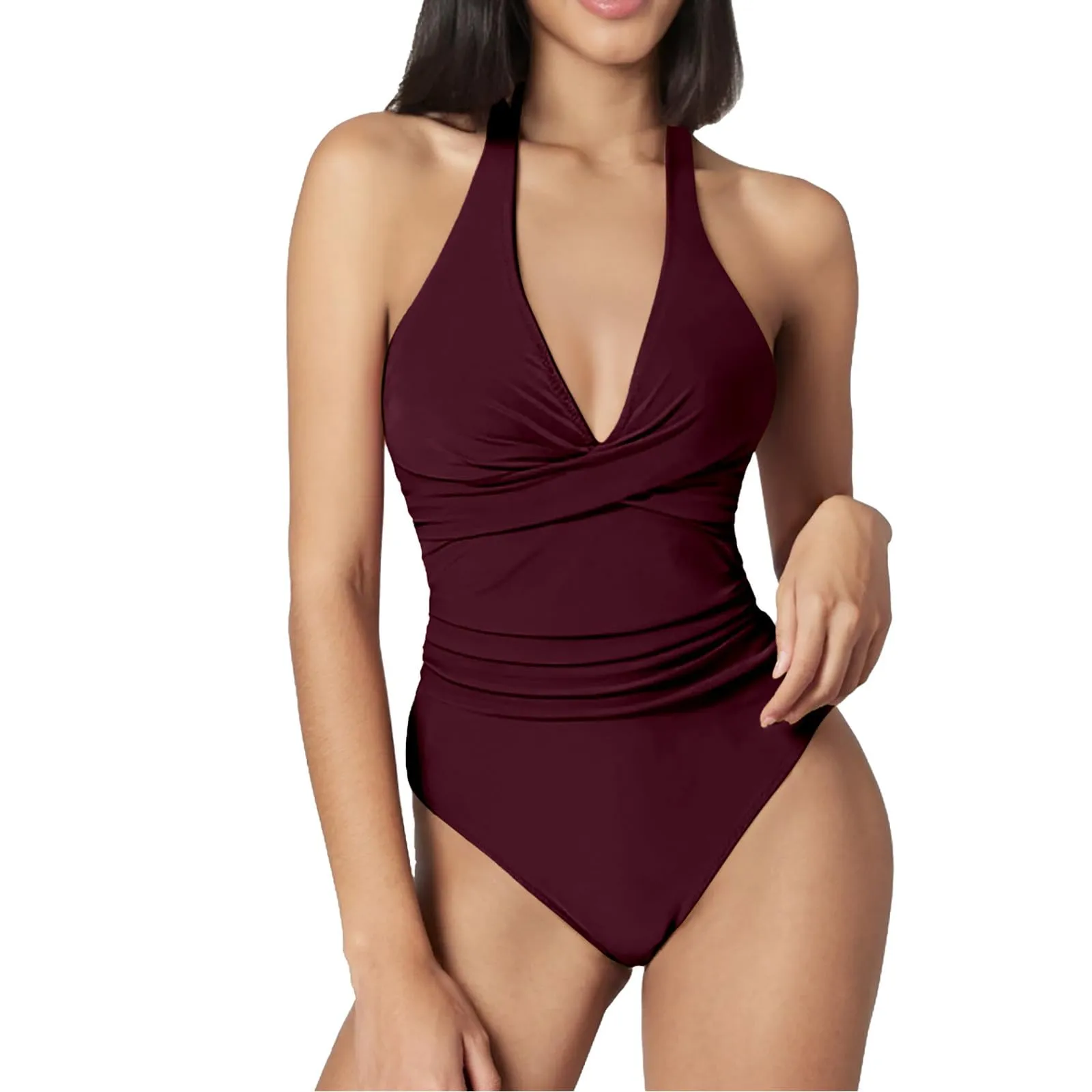 Generico Costume Intero Donna Push Up Modellante con Scollo a V e Spalline Regolabili - immagine 2