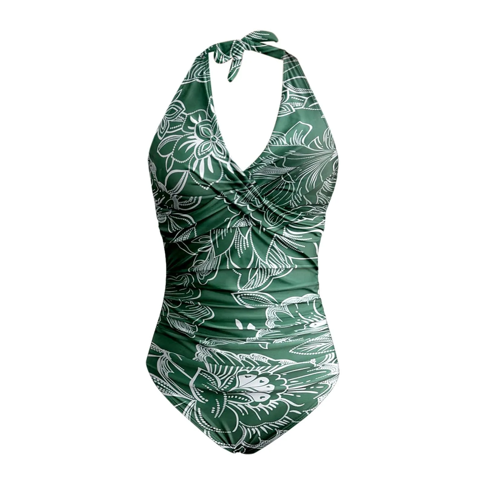 Generico Costume Intero Donna Push Up Modellante con Scollo a V e Stampe Retrò Floreali - immagine 4