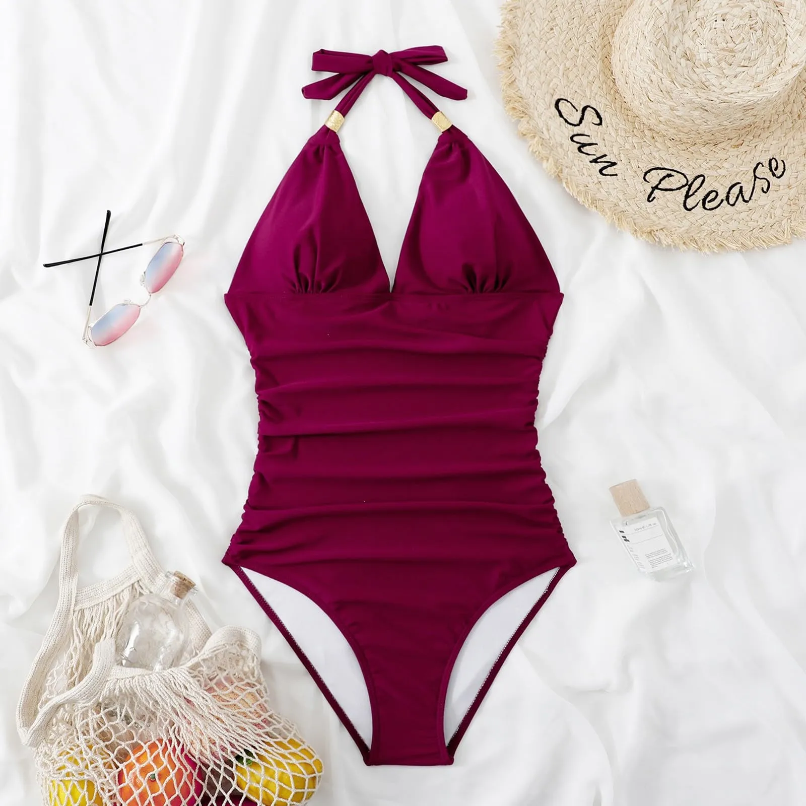 Costume Intero Donna Push Up Modellante Scollato a V Contenitivo Regolabile - immagine 4