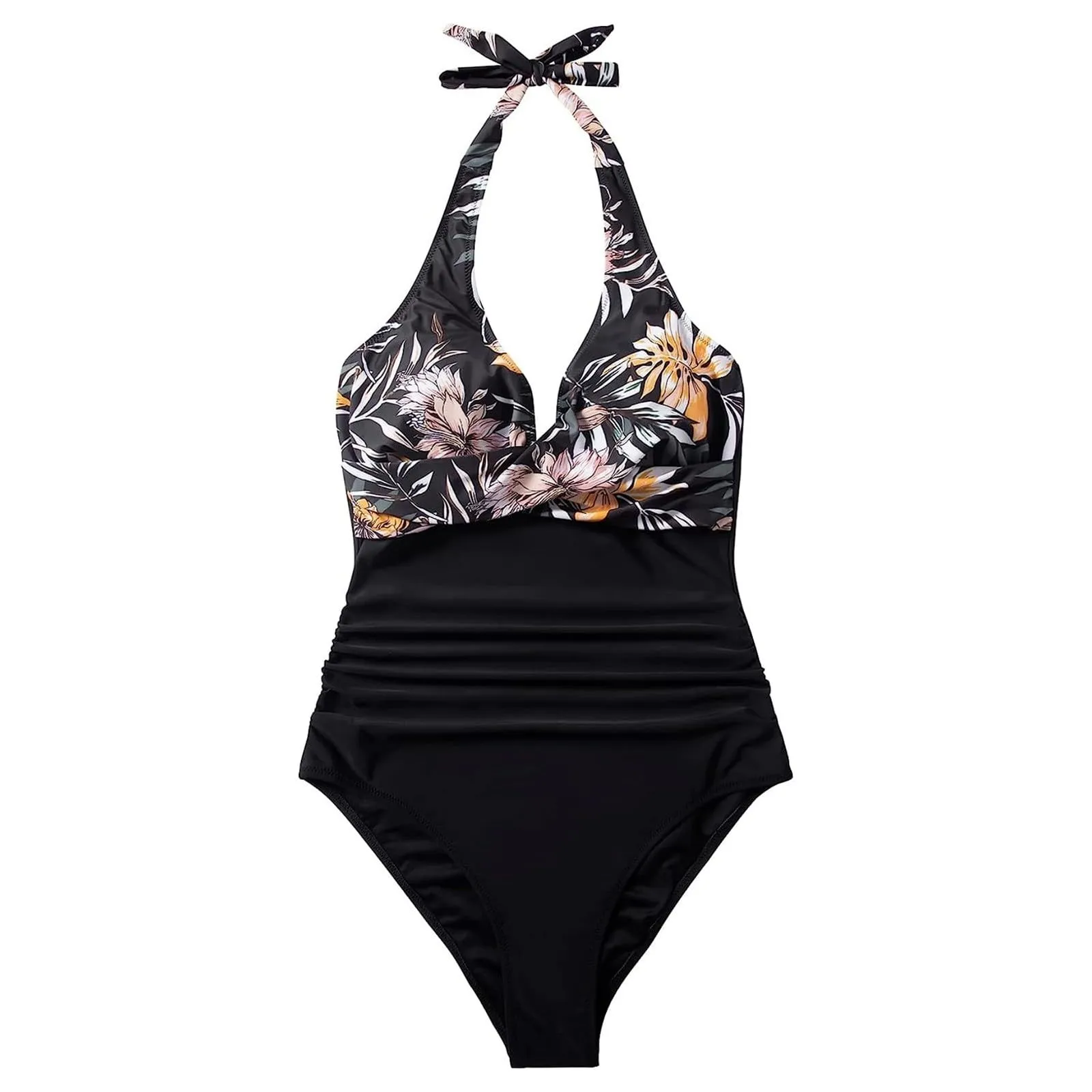 Costume Intero Donna Push Up Contenitivo Scollo a V Stampe Retrò Floreale - immagine 4
