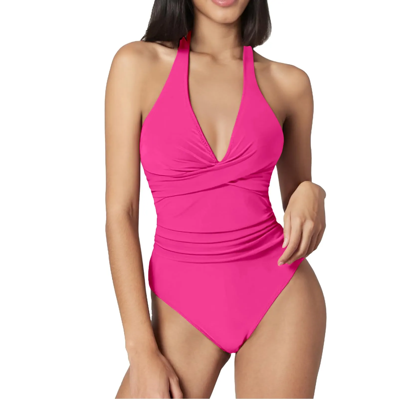 Costume Intero Donna Push Up Modellante con Scollo a V e Spalline Regolabili - immagine 2