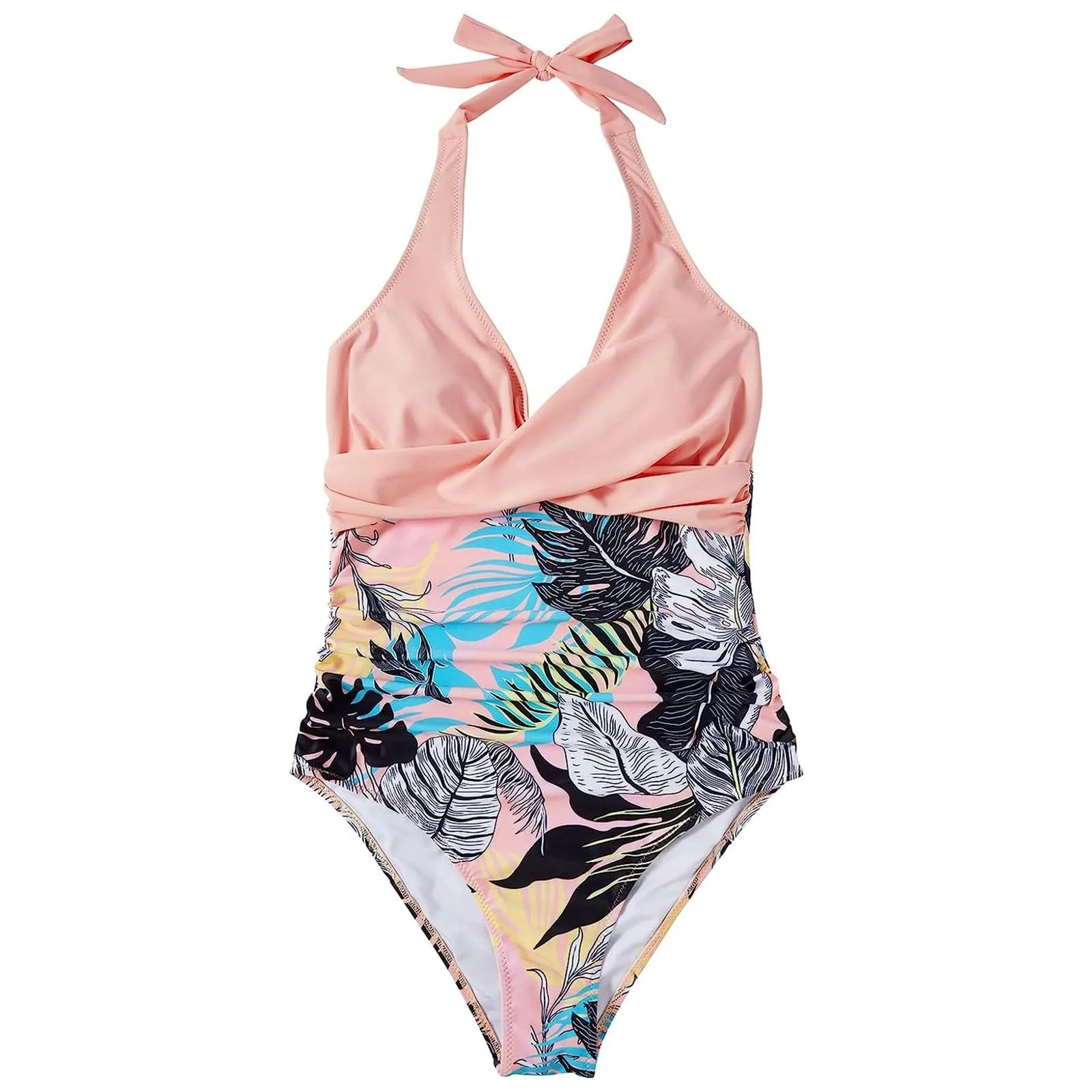 Generico Costume Intero Donna Push Up Modellante con Scollo a V e Stampe Retrò - immagine 4