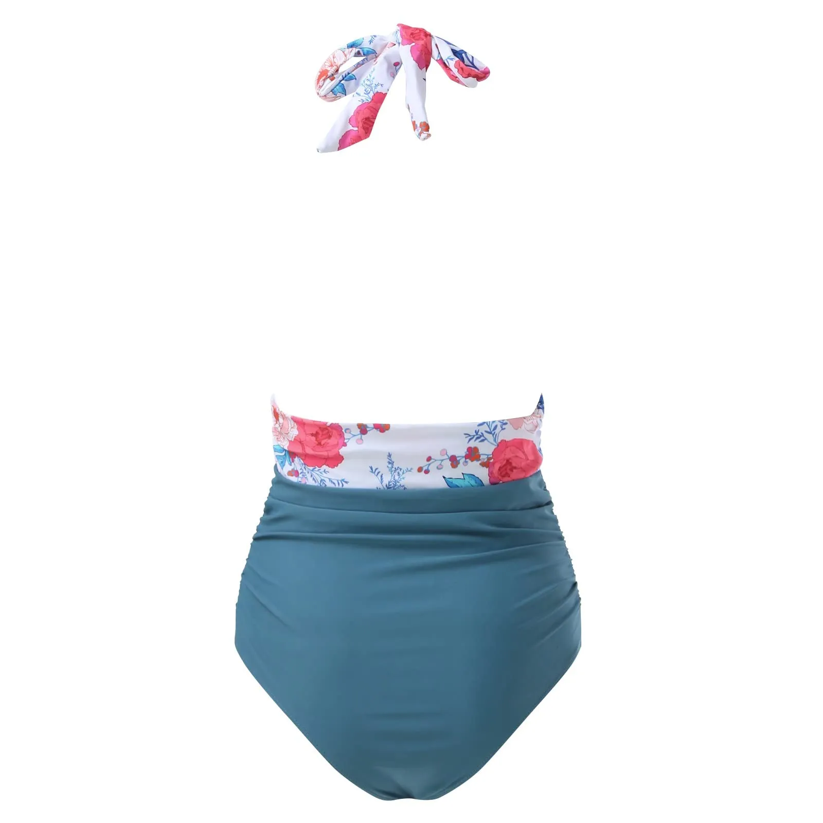 Generico Costume Intero Donna Push Up Modellante con Scollo a V e Stampe Retrò Floreali - immagine 5