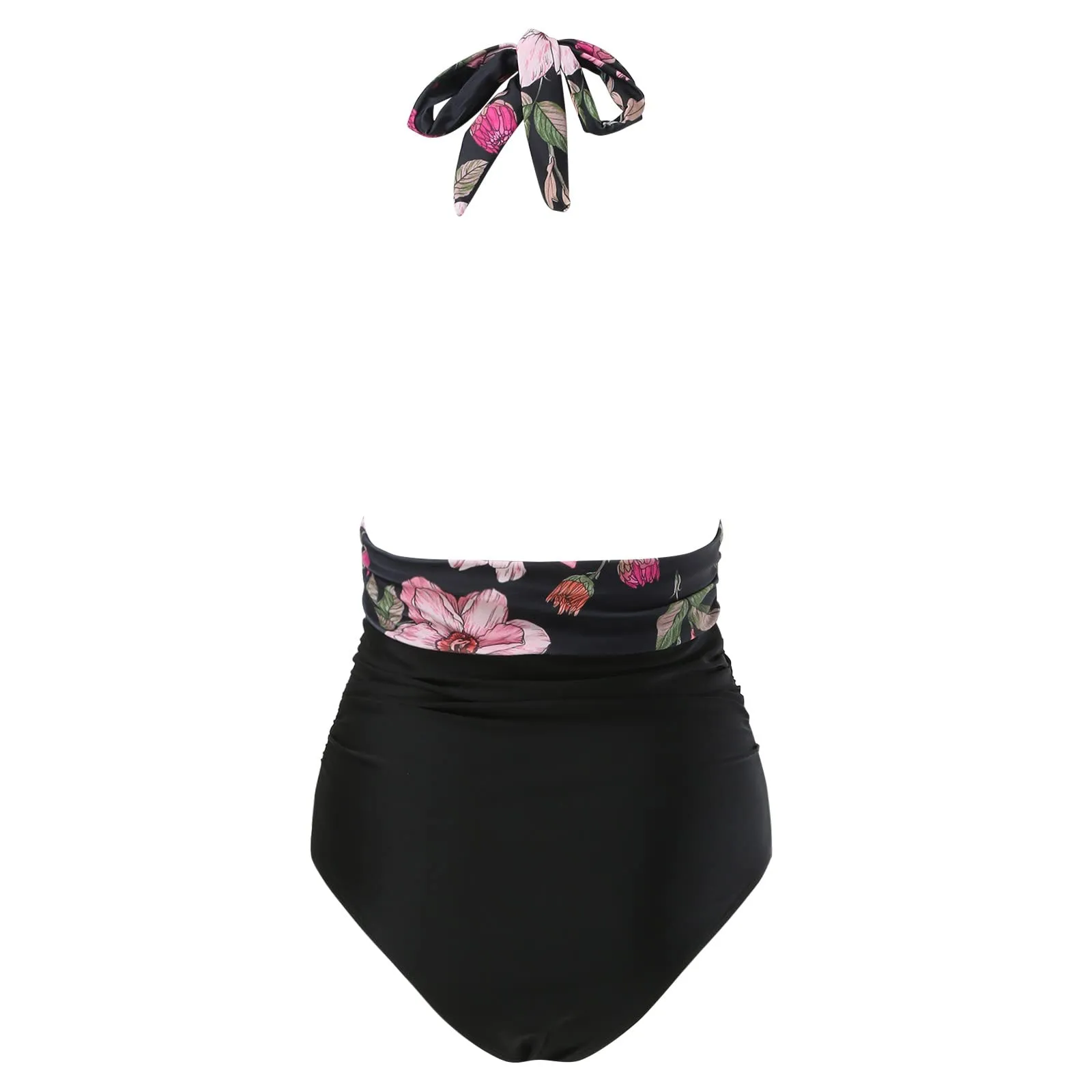 Generico Costume Intero Donna Push Up Modellante con Scollo a V e Stampe Retrò Floreali - immagine 4