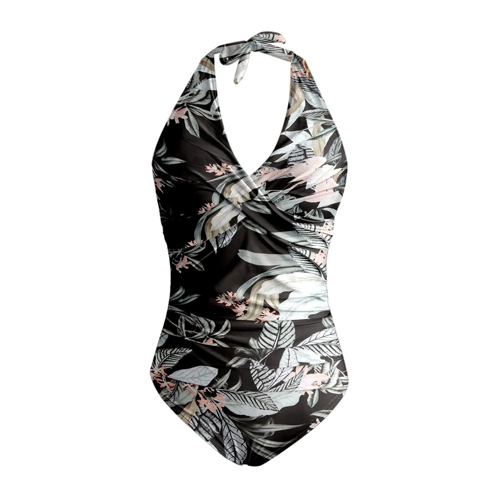 Generico Costume Intero Donna Push Up Modellante con Scollo a V e Spalline Regolabili, Stampe Retrò - immagine 4