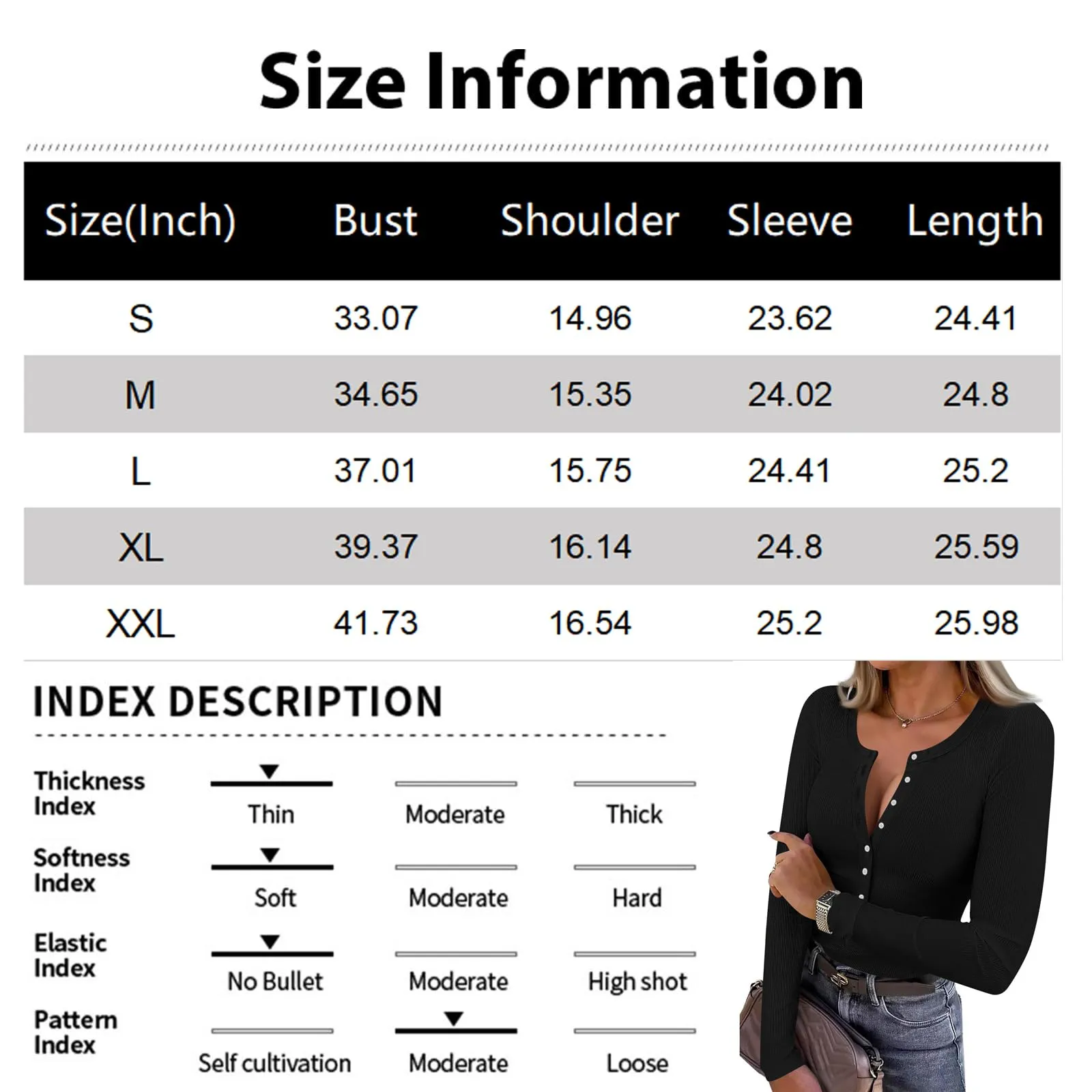 MOKBAY Magliette Donna Y2k Slim Fit Manica Lunga Tinta Unita M - immagine 4