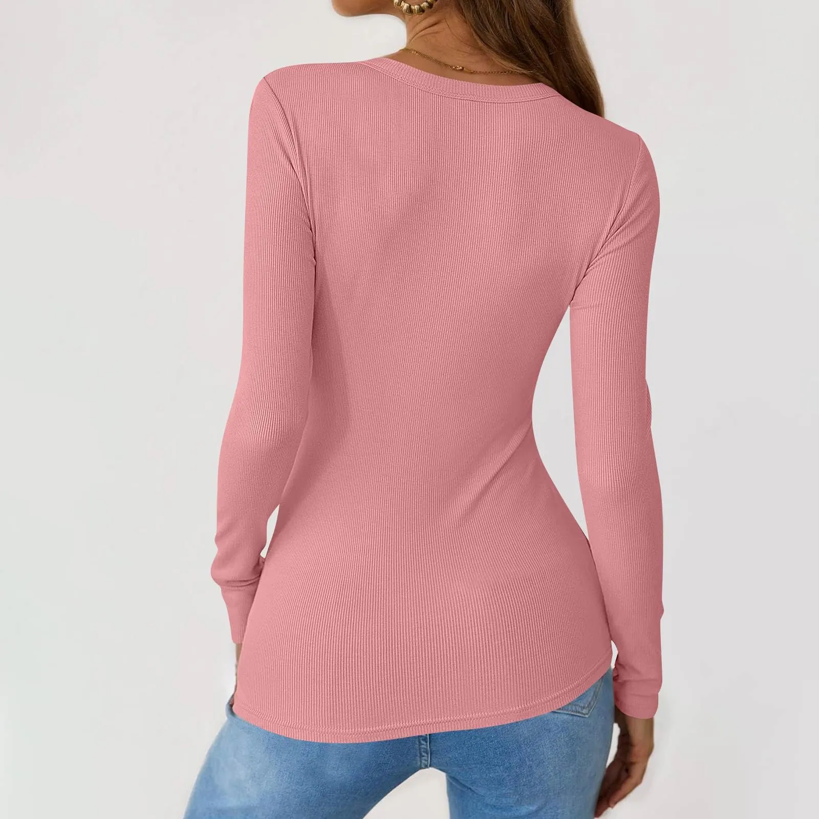 MOKBAY Maglia Donna Manica Lunga Slim Fit Tinta Unita XL - immagine 5