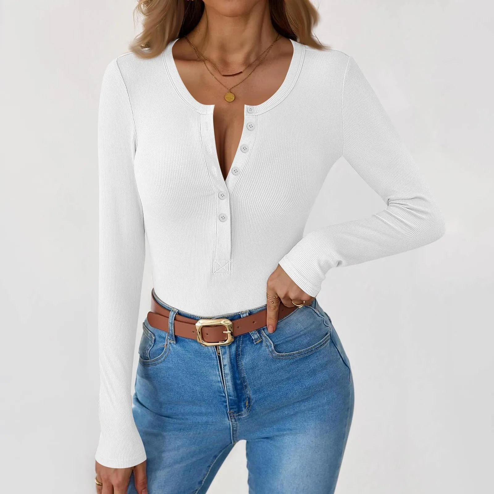 MOKBAY Maglia Termica Donna Curvy Manica Lunga Slim Fit Tinta Unita XL - immagine 2