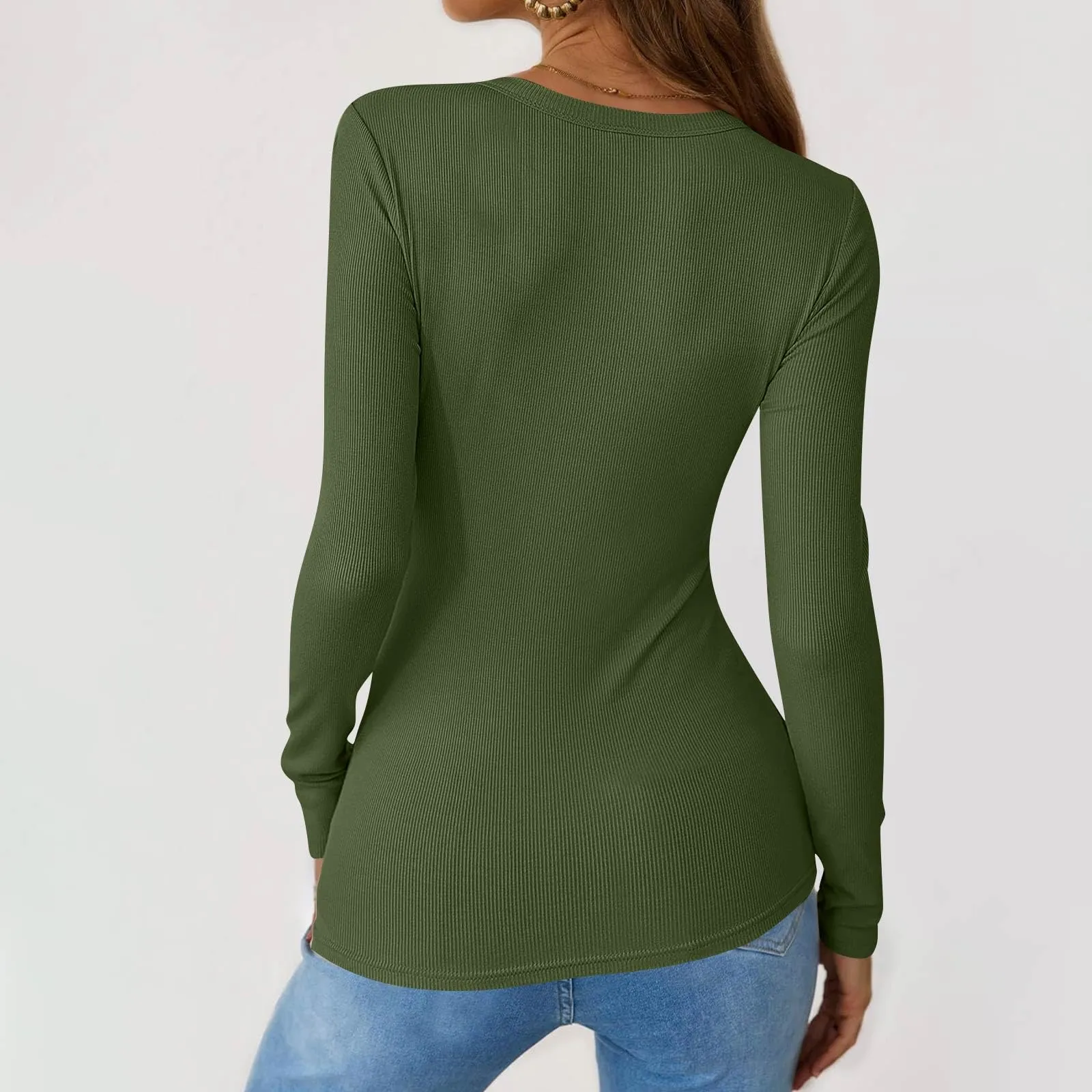 MOKBAY Magliette Donna Manica Lunga Slim Fit Tinta Unita, M - immagine 5