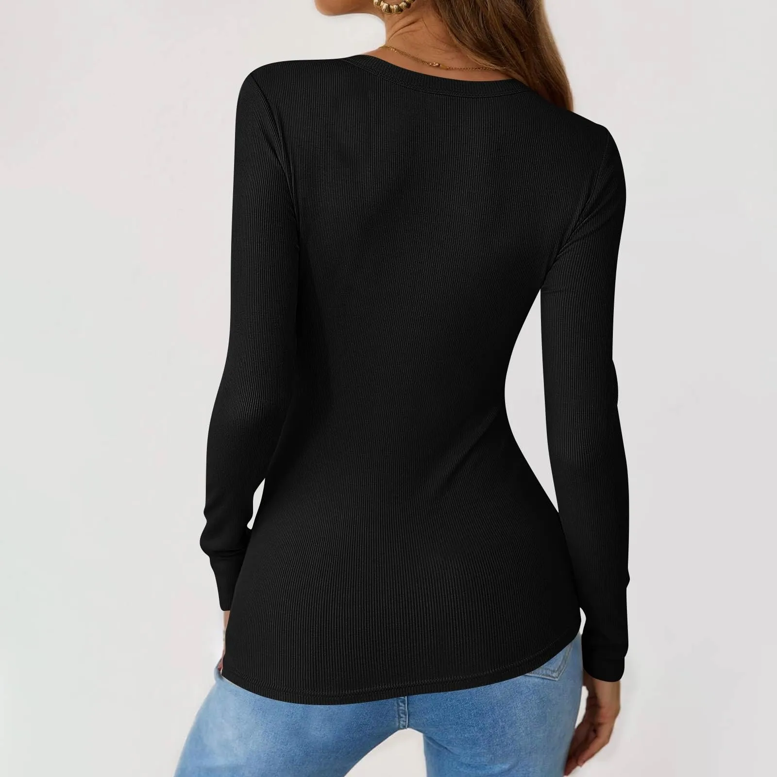 MOKBAY Crop Top Donna Manica Lunga Slim Fit Tinta Unita - S - immagine 5