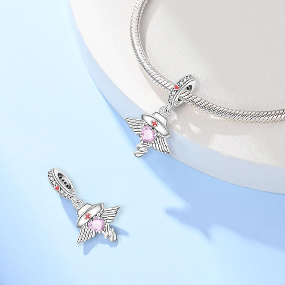 KUNSIR Ciondolo Argento Sterling 925 con Cubic Zirconia per Braccialetti e Collane Europei - immagine 2