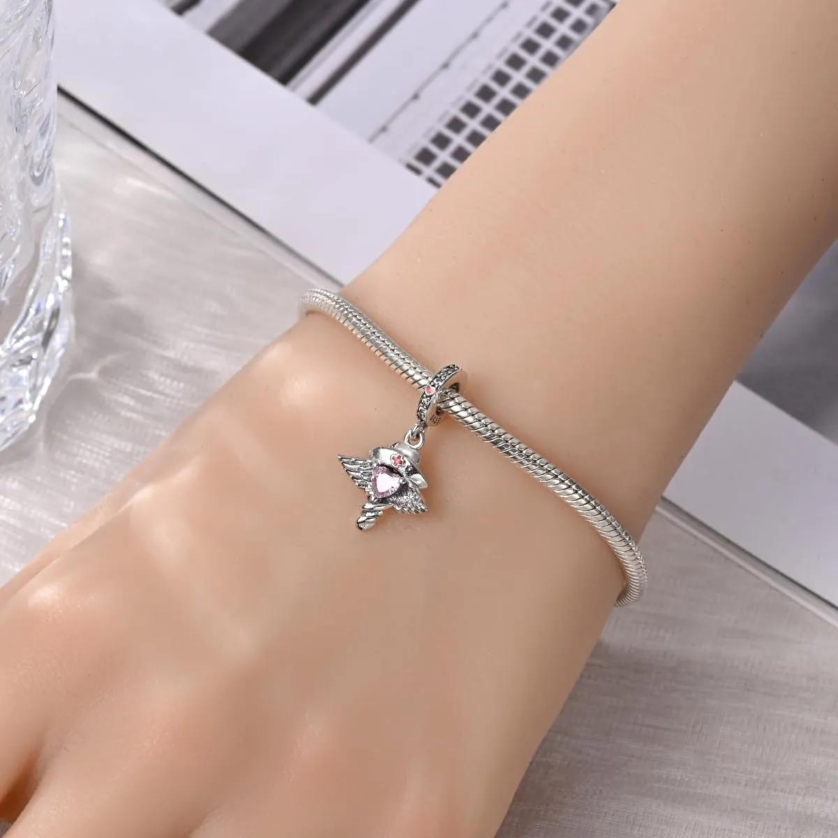 KUNSIR Ciondolo Argento Sterling 925 con Cubic Zirconia per Braccialetti e Collane Europei - immagine 4