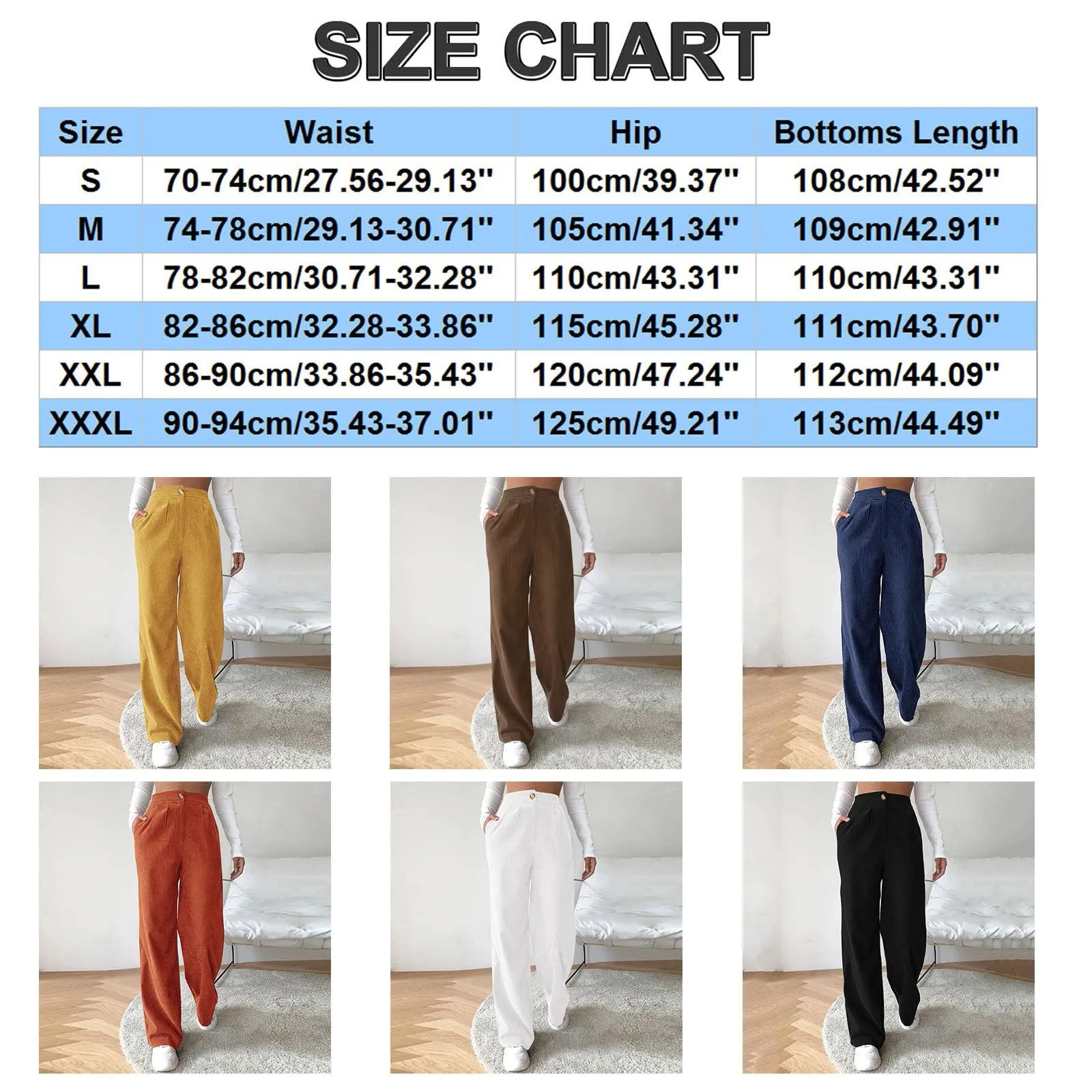 Duohropke Pantaloni a campana da donna in corduroy con vita elastica - immagine 4