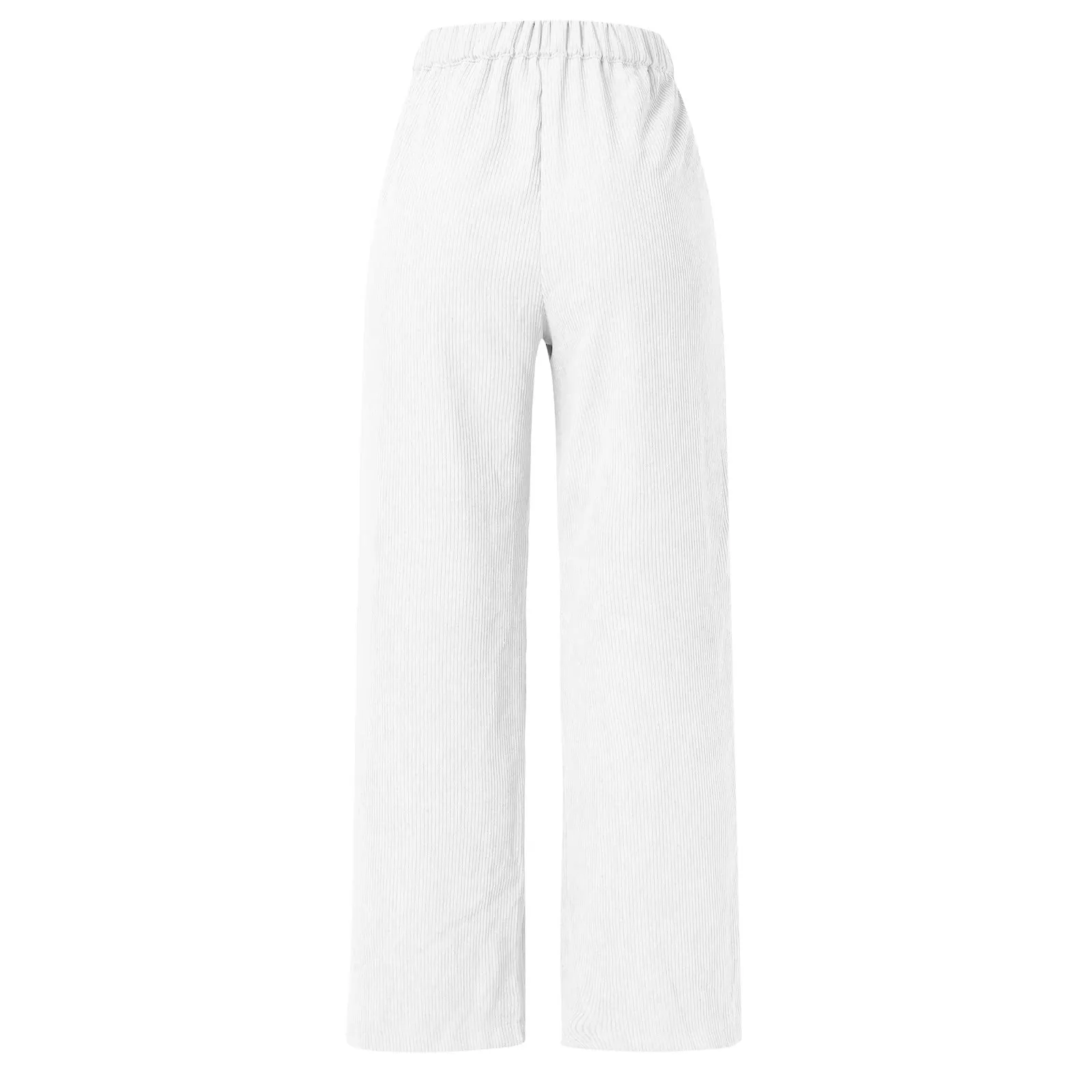 Duohropke Pantaloni a zampa in velluto a coste da donna, Bianco, S - immagine 6