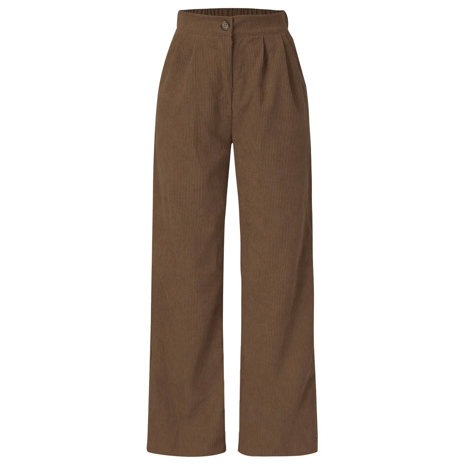 Duohropke Pantaloni a zampa in velluto a coste da donna, marrone, XL - immagine 2