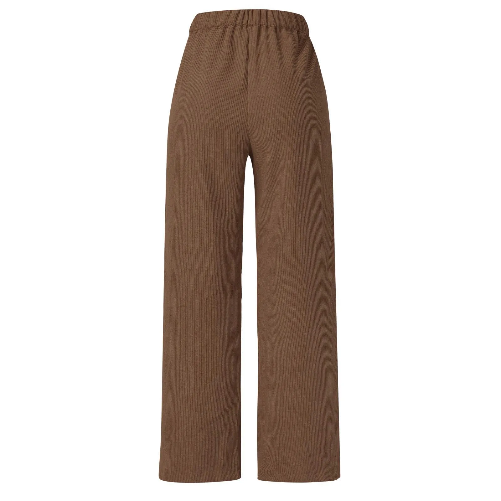 Duohropke Pantaloni a zampa in velluto a coste da donna, marrone, XL - immagine 5