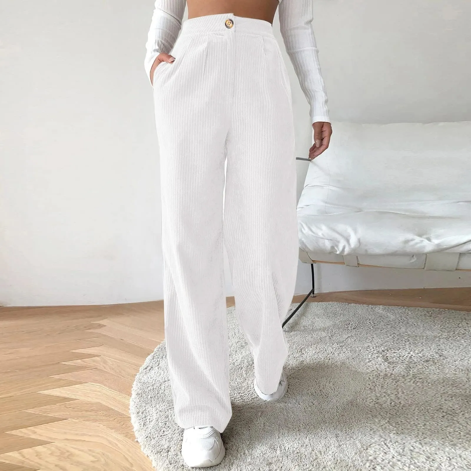 Duohropke Pantaloni a Campana da Donna con Vita Elasticizzata - immagine 3