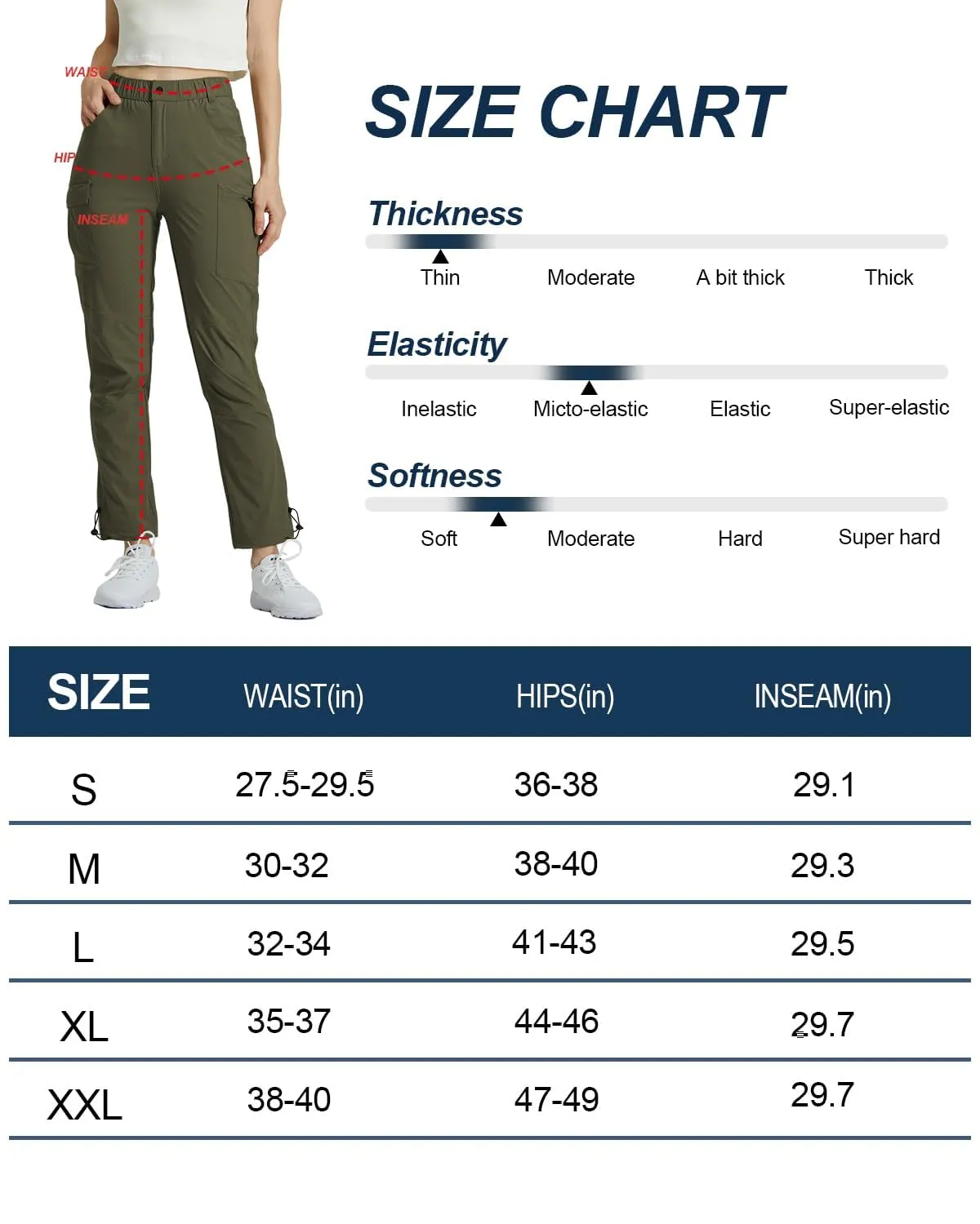 GymBrave Pantaloni Trekking Donna Cargo Capri 3/4 Estivi Asciugatura Rapida con Tasche Zip, Lungo Esercito, L - immagine 7