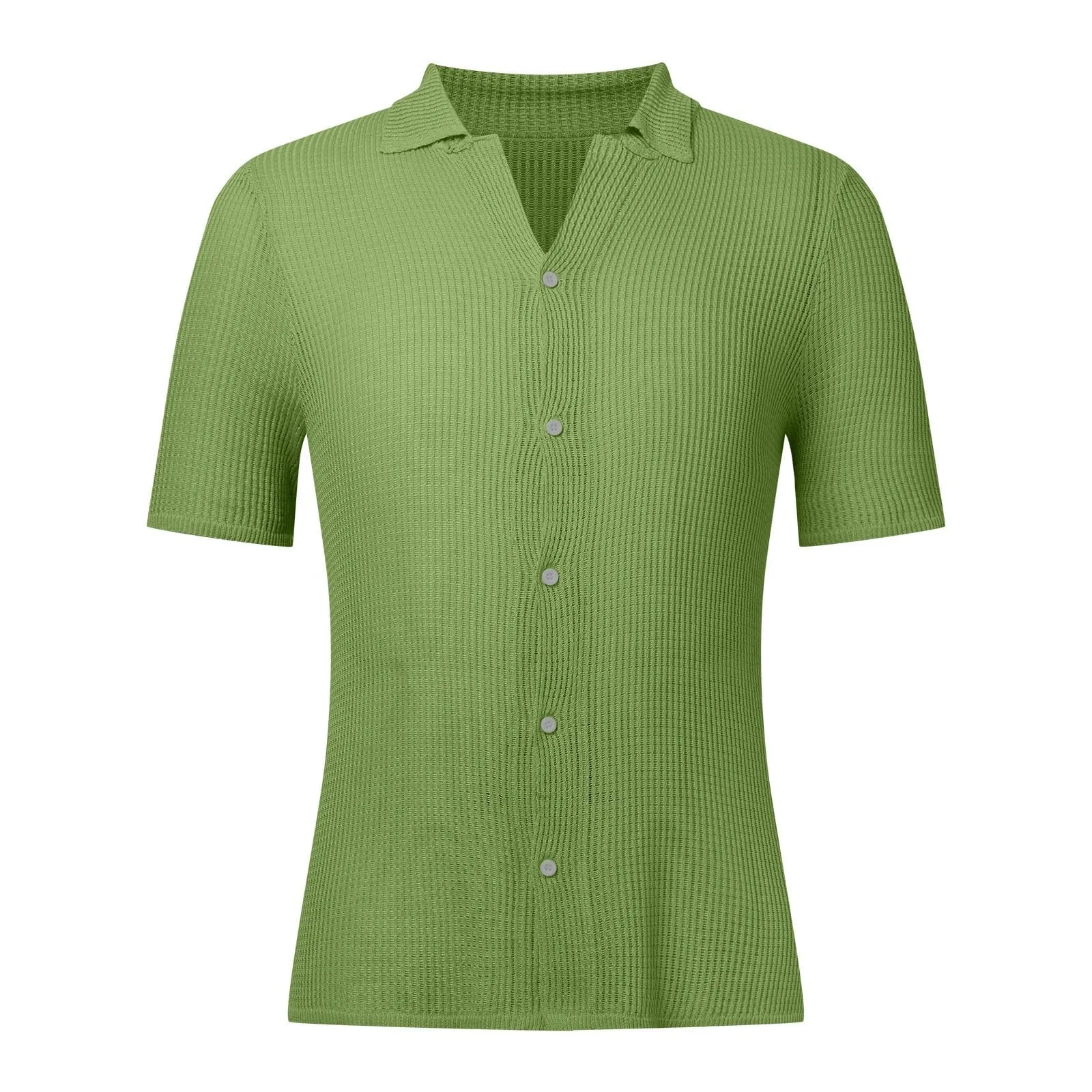Generico Camicia in Lino e Cotone per Uomo, Scollo a V, Maniche Lunghe, Taglia Forte - immagine 3