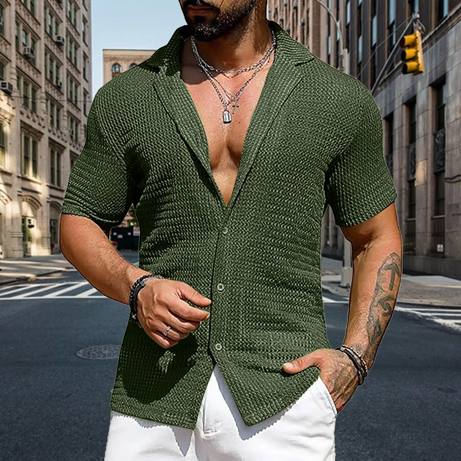 Generico Maglietta Uomo Slim Fit Maniche Lunghe Bianca - immagine 2