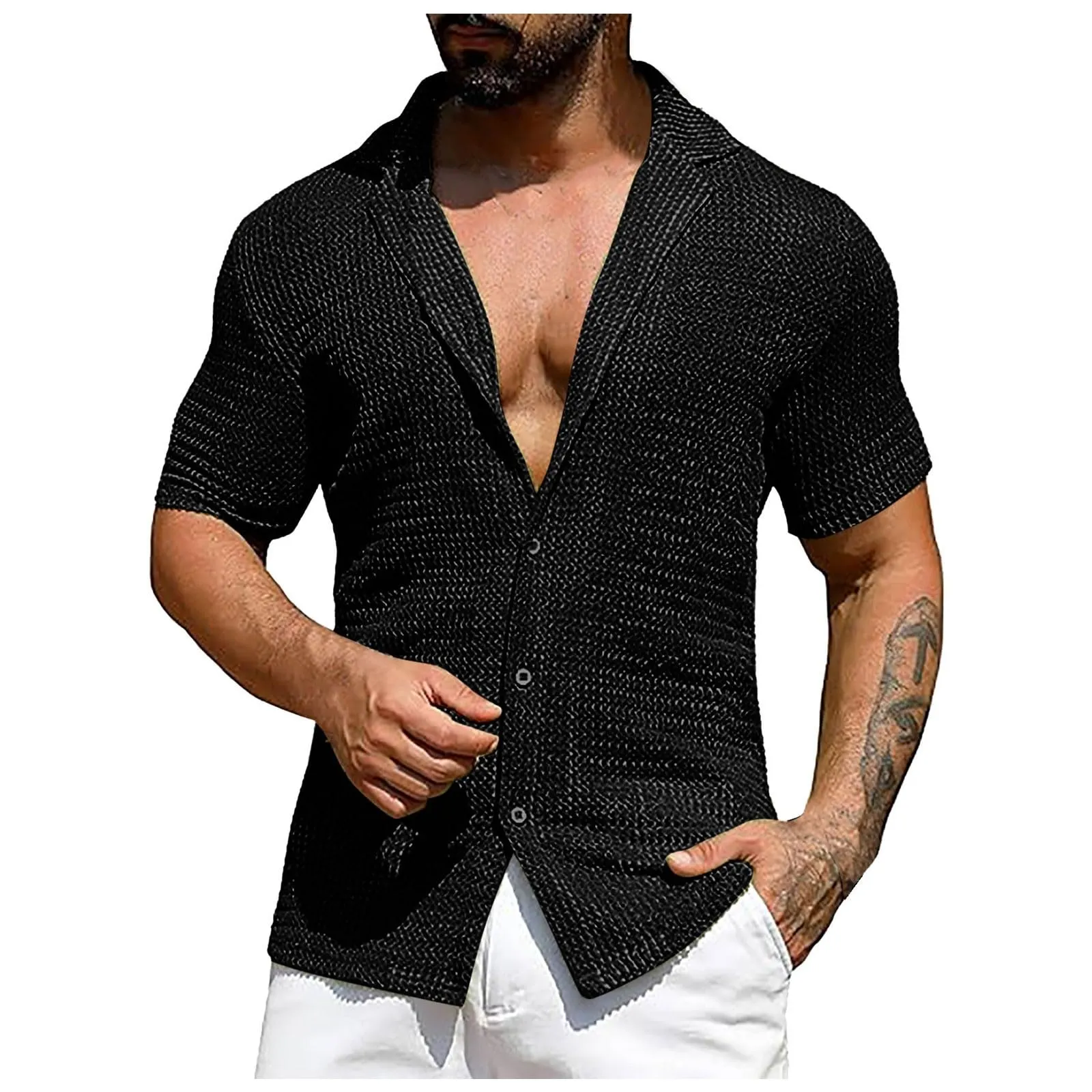 Generico Camicia Uomo Slim Fit in Cotone e Poliestere - immagine 1