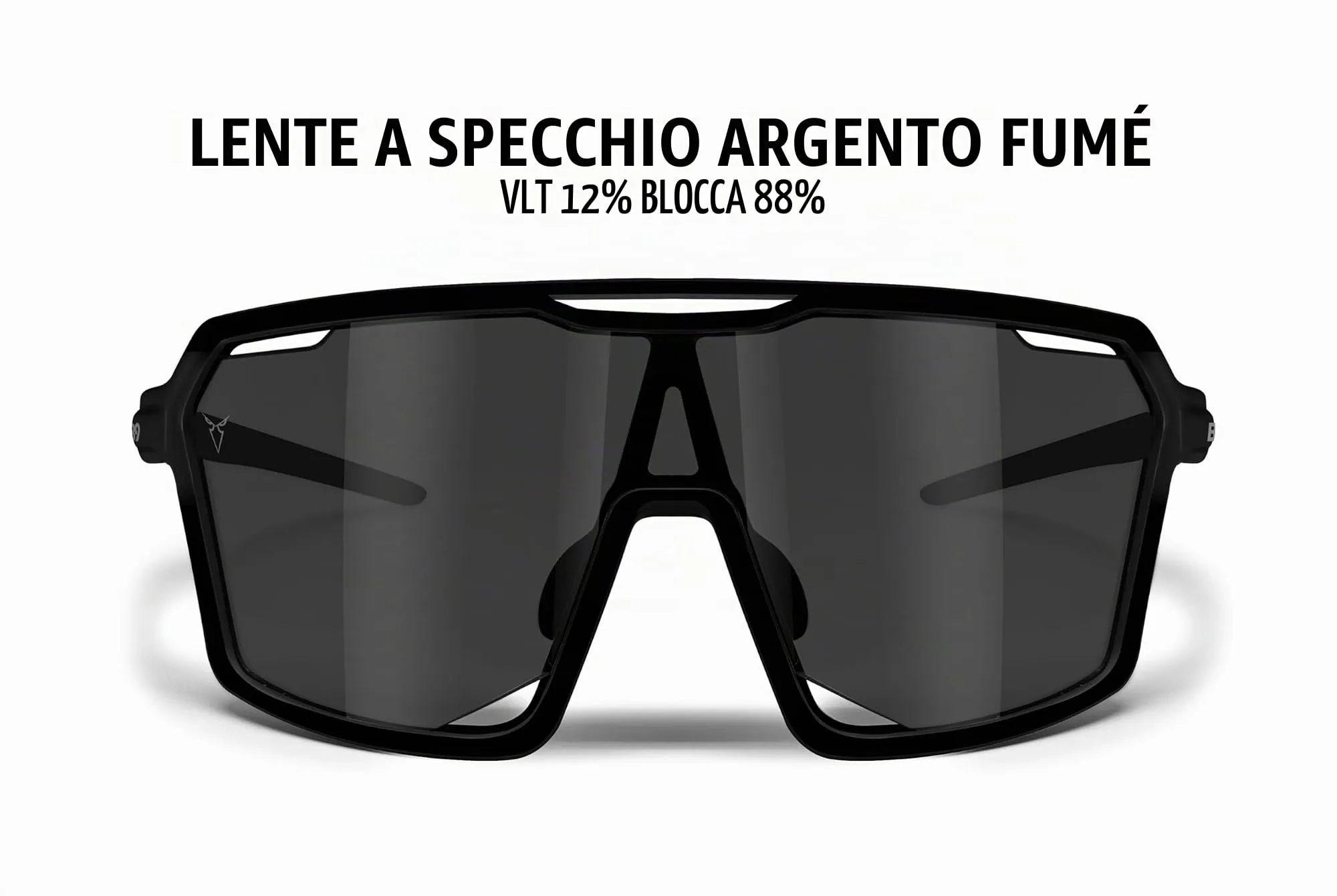 B89 Occhiali Sportivi TR90 mod. BO - Lente Specchiata Grigia, Nero Opaco - immagine 2