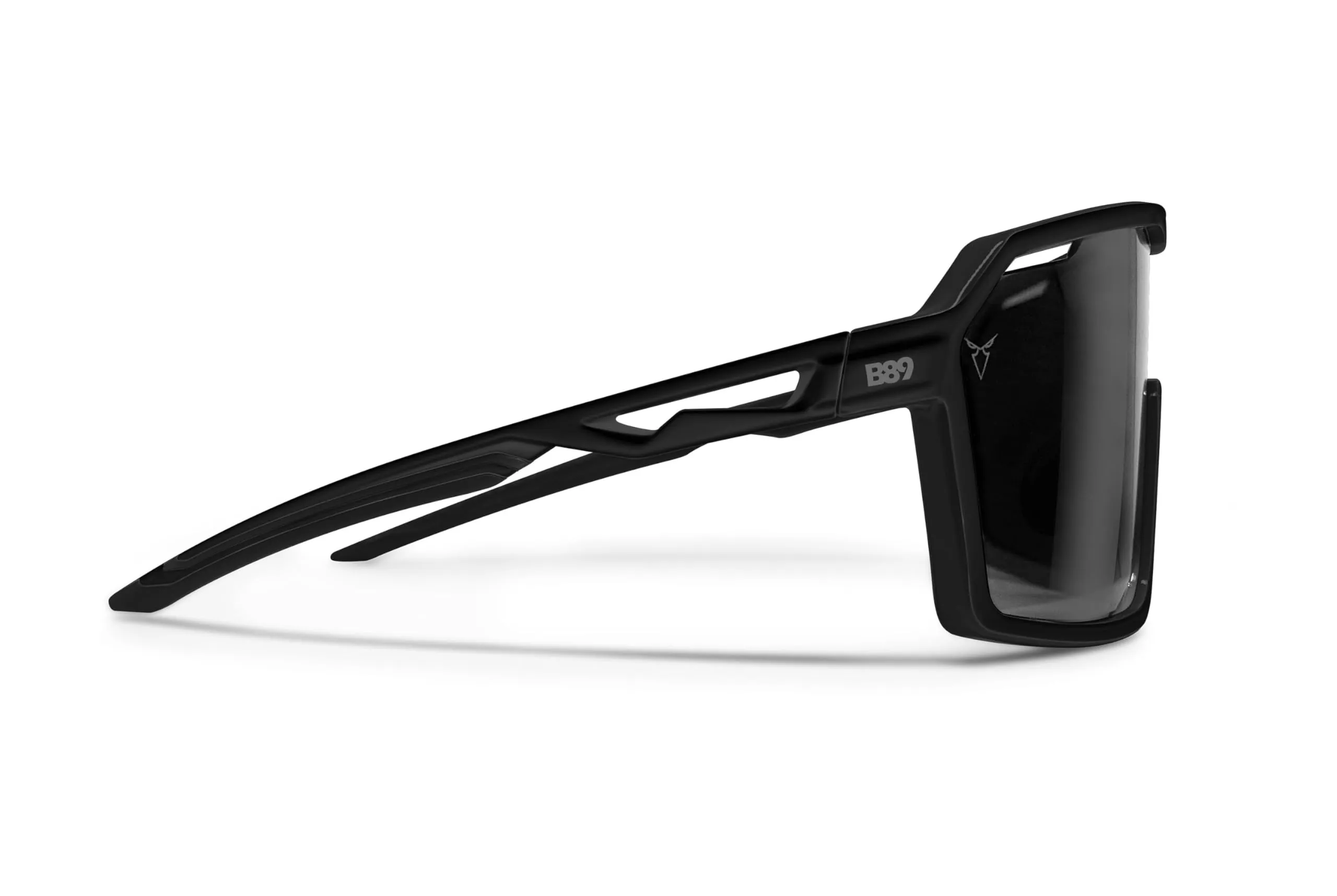B89 Occhiali Sportivi TR90 mod. BO - Lente Specchiata Grigia, Nero Opaco - immagine 3