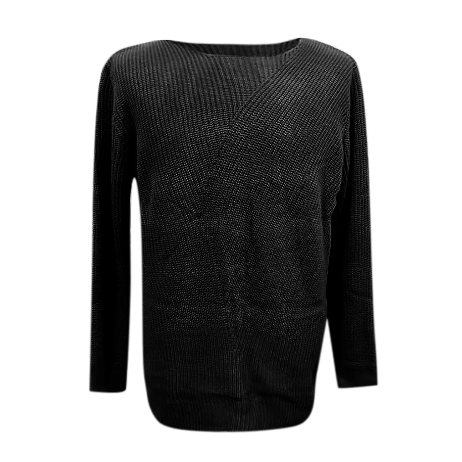 Duohropke Maglia a maniche lunghe da uomo con scollo a V, slim fit, nero, S - immagine 2