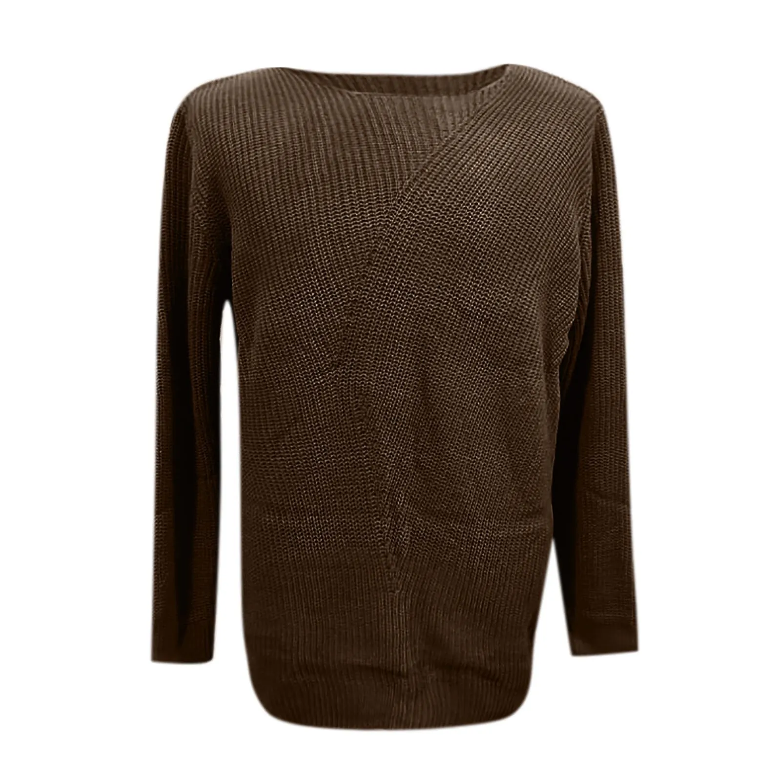 Duohropke Maglia a maniche lunghe da uomo con scollo a V slim fit, caffè, XXL - immagine 3