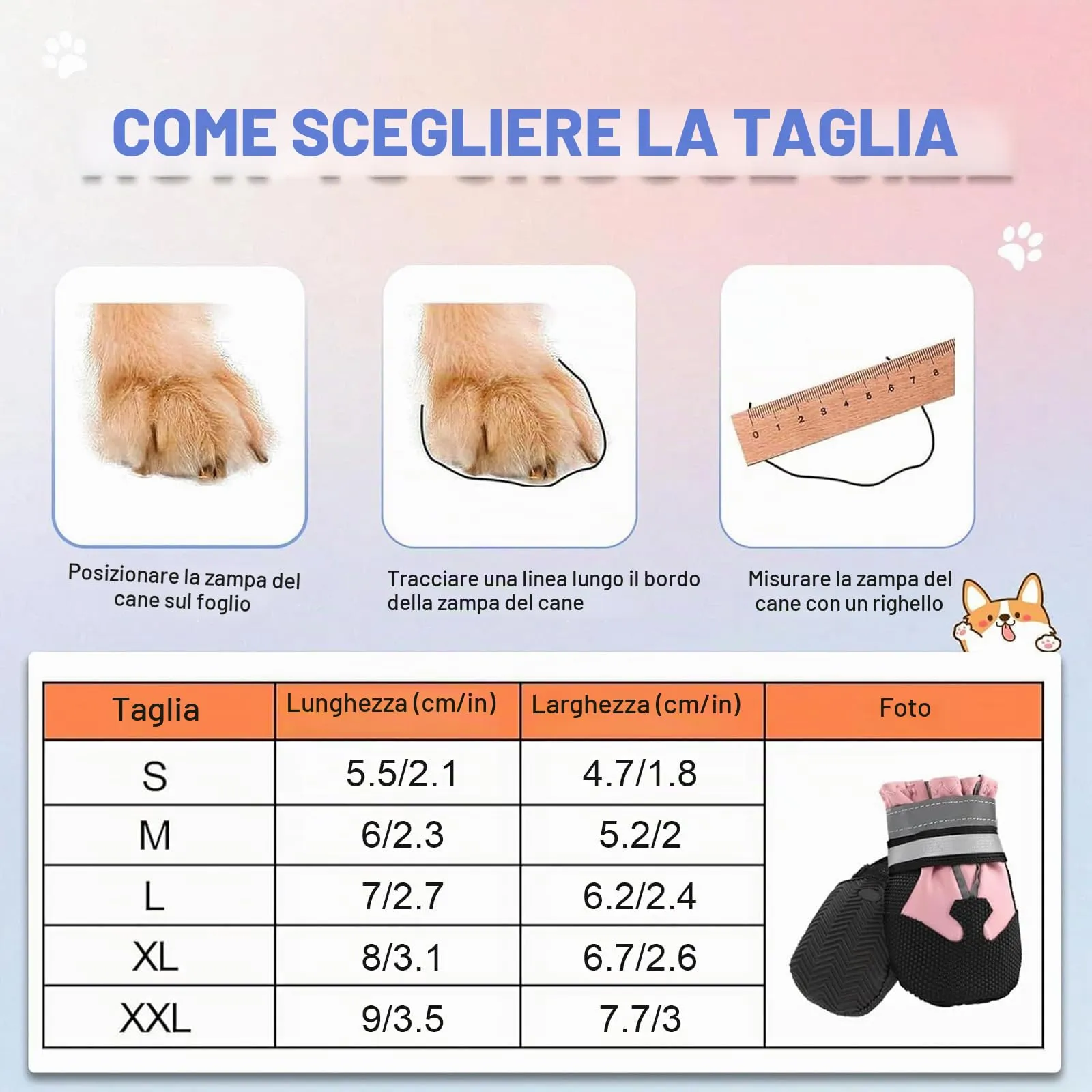 QKURT Stivali per Cani Impermeabili e Antiscivolo con Cinghie Riflettenti, Taglia L, Rosa - immagine 2