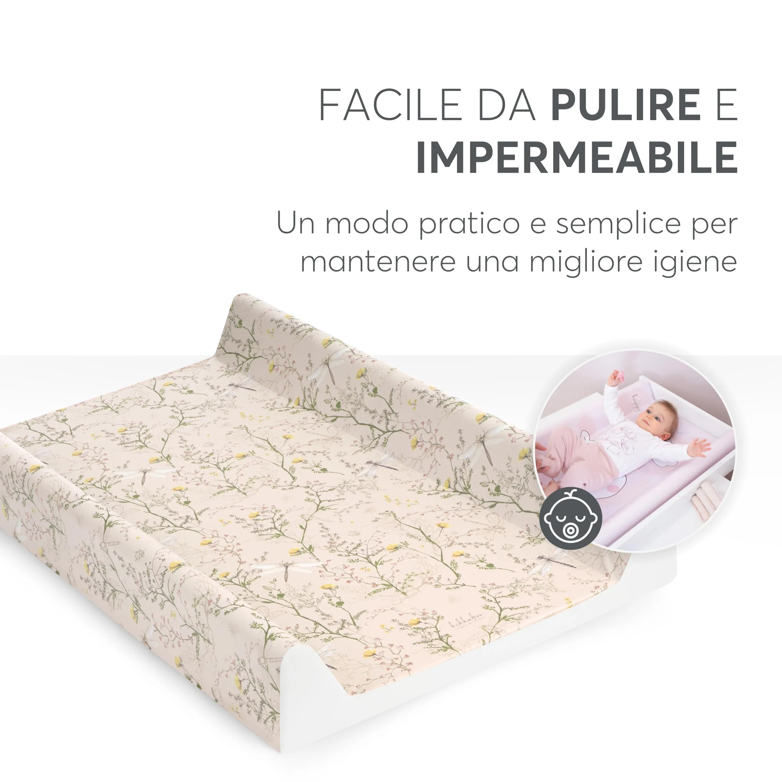 KikkaBoo Fasciatoio Portatile Neonato Secret Garden, 80x50 cm, Beige - immagine 3