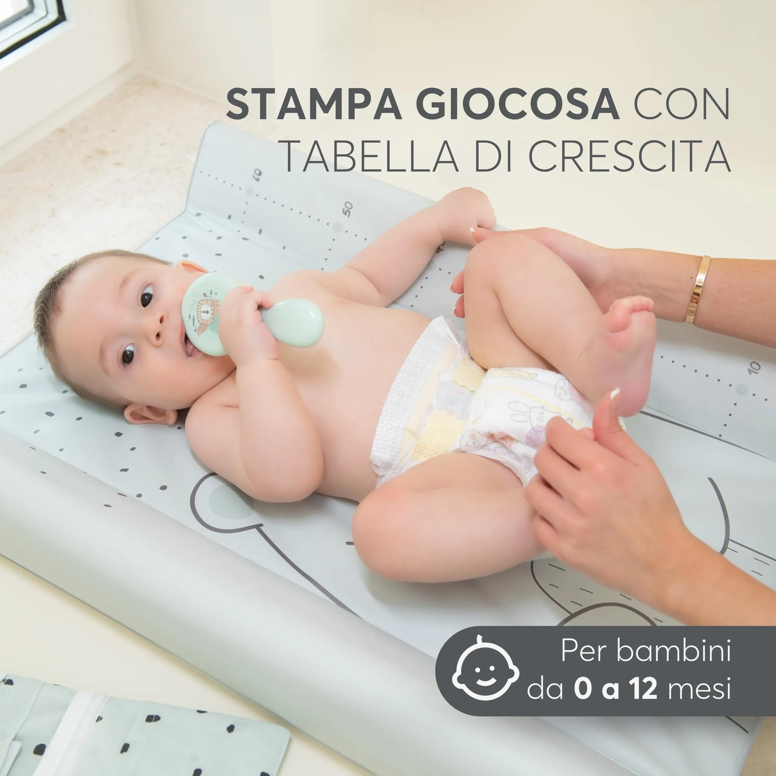 KikkaBoo Fasciatoio Portatile Neonato Secret Garden, 80x50 cm, Beige - immagine 5