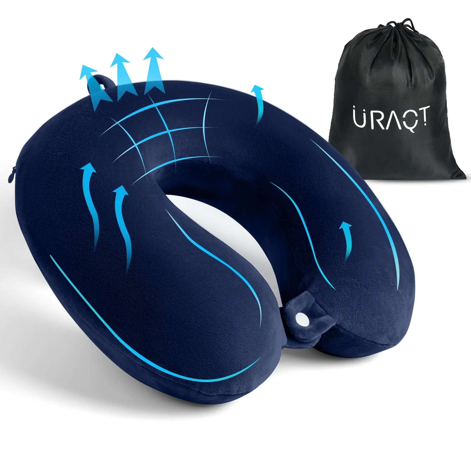 URAQT Cuscino da Viaggio in Memory Foam a Forma di U, Blu Navy - immagine 8