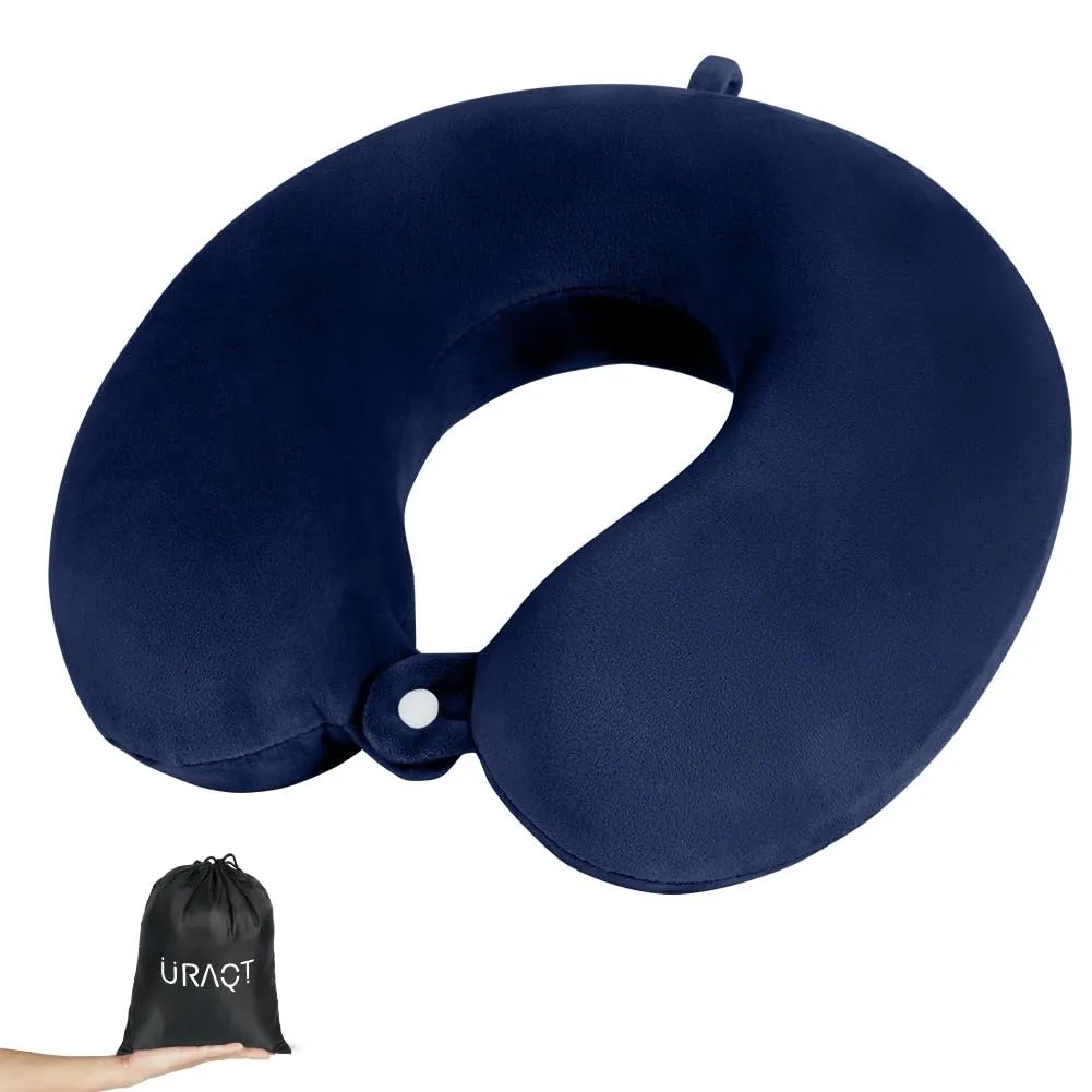 URAQT Cuscino da Viaggio in Memory Foam a Forma di U, Blu Navy - immagine 9