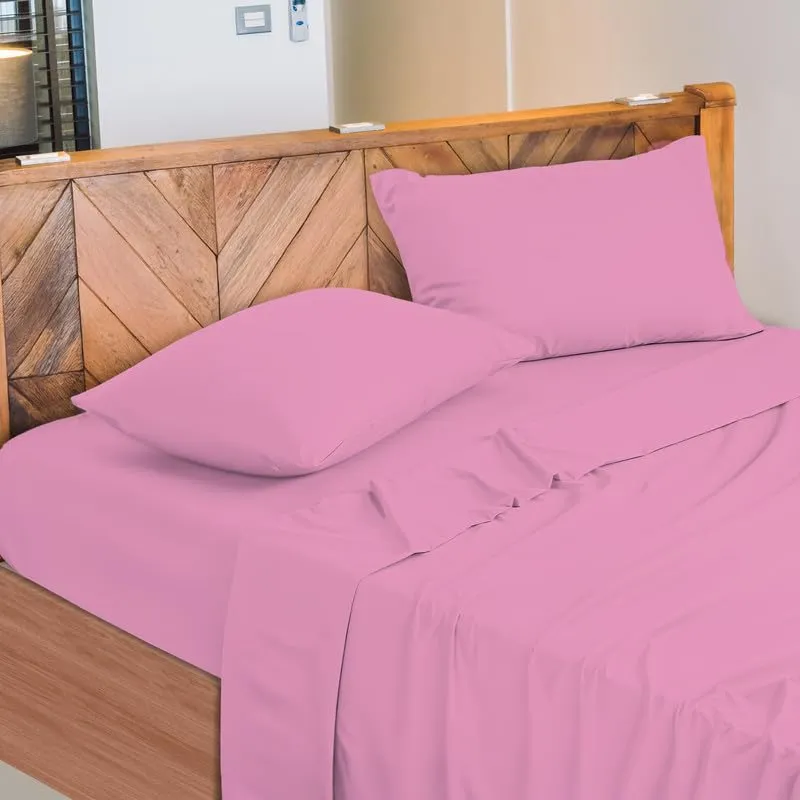 Narciso Completo Letto Una Piazza e Mezza 100% Cotone Made in Italy, Rosa Scuro (Lenzuolo Sotto 130x200, Lenzuolo Sopra 190x290, Federa 50x80cm) - immagine 1